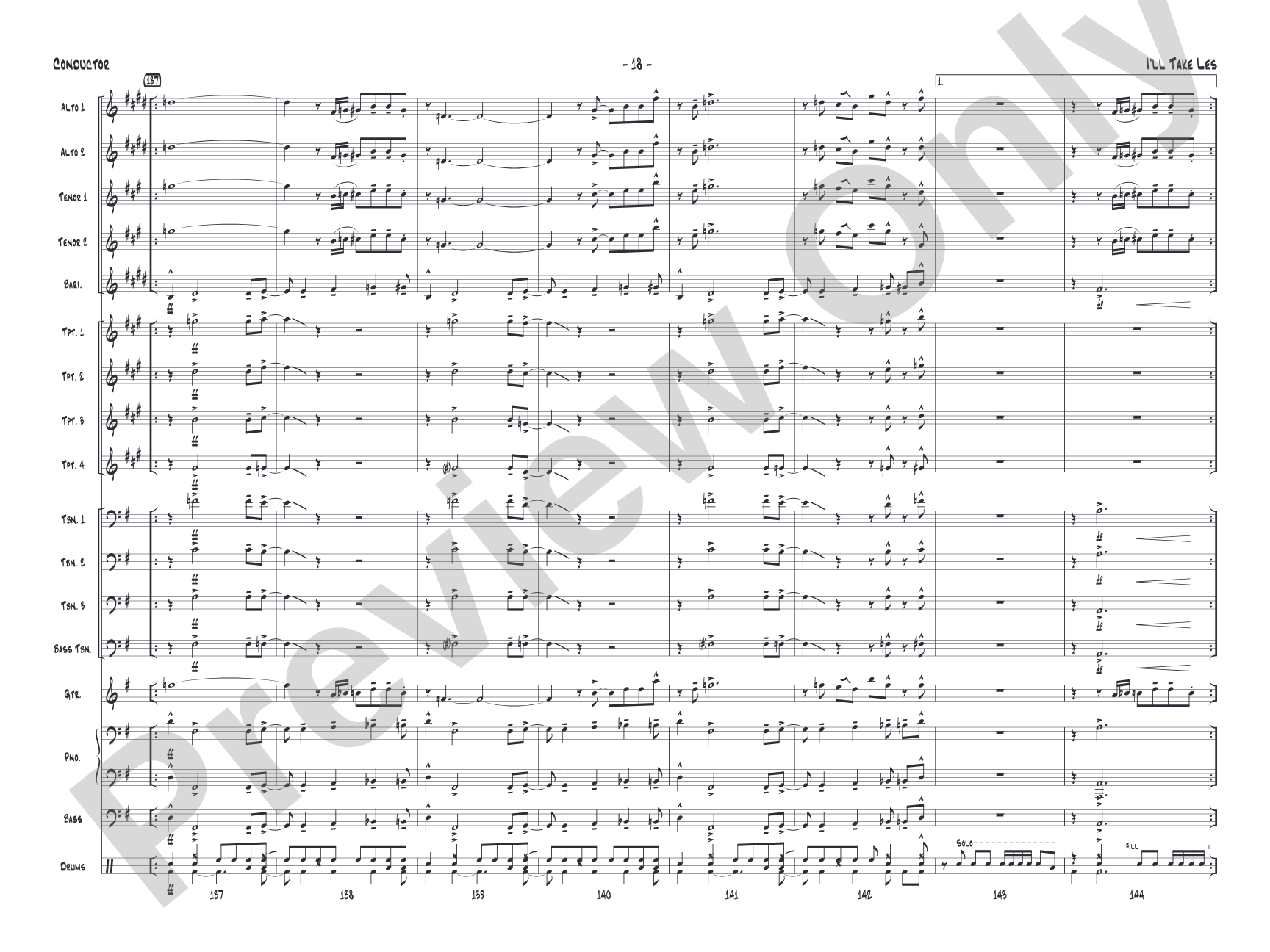 I'll Take Les: Jazz Ensemble Conductor Score & Parts