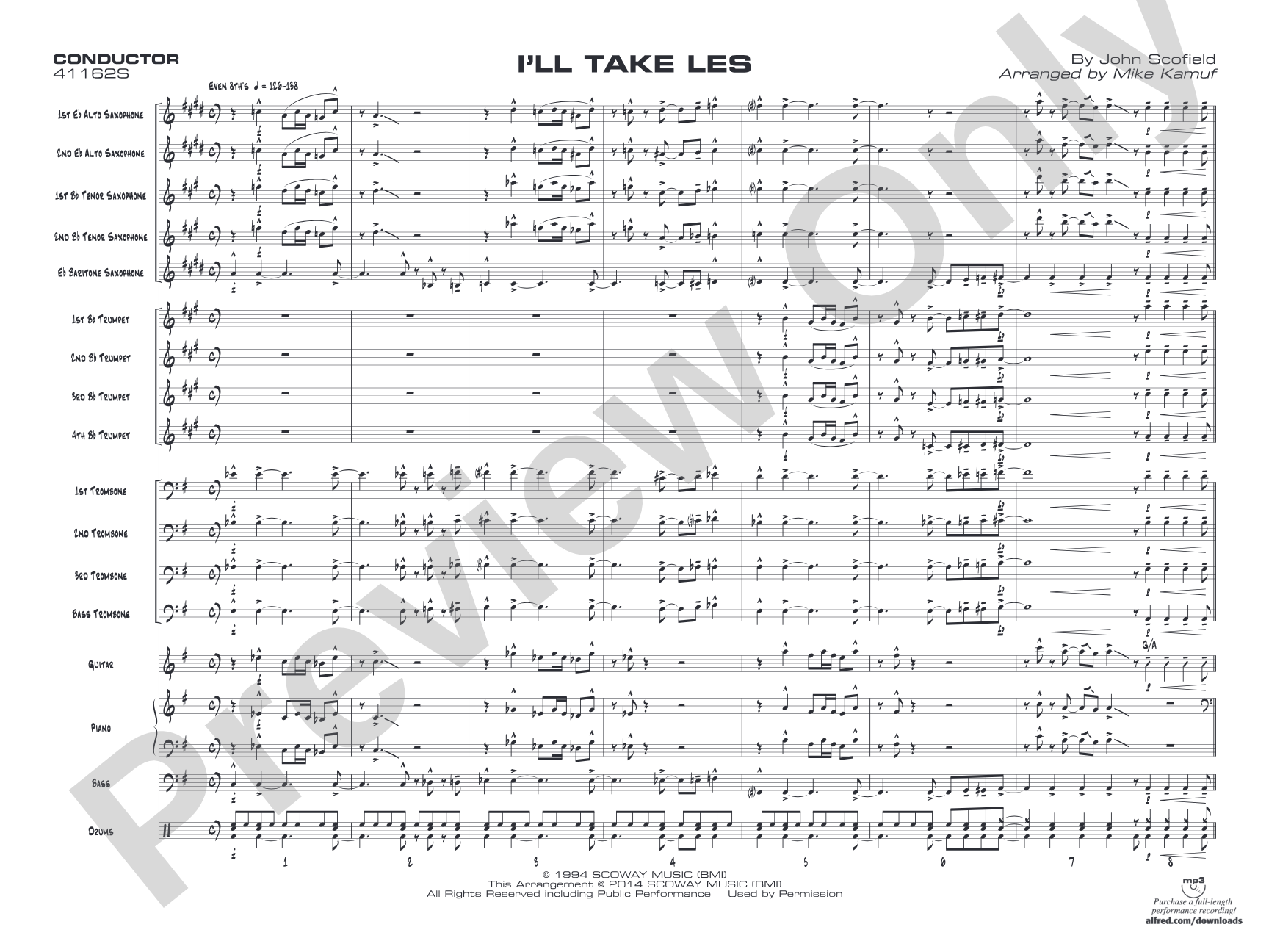 I'll Take Les: Jazz Ensemble Conductor Score & Parts
