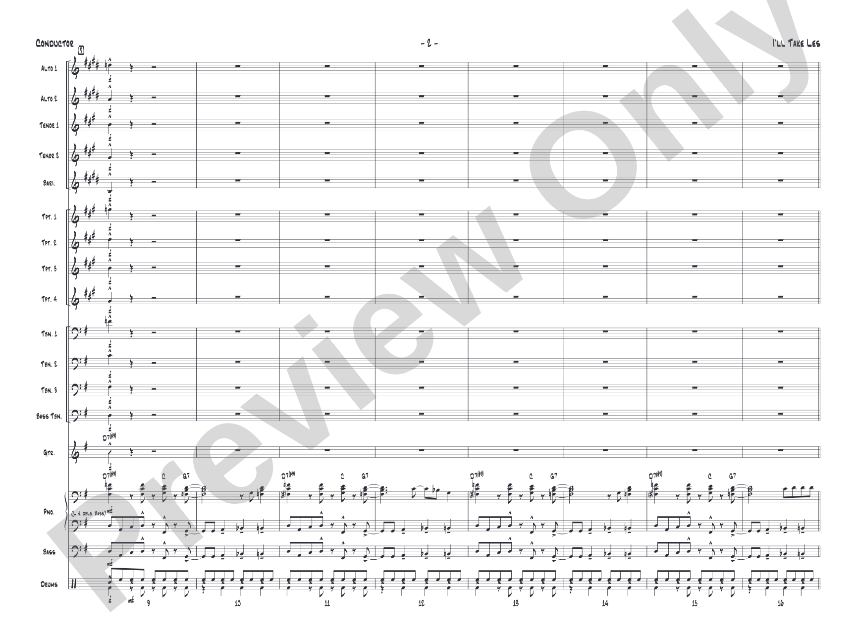 I'll Take Les: Jazz Ensemble Conductor Score & Parts