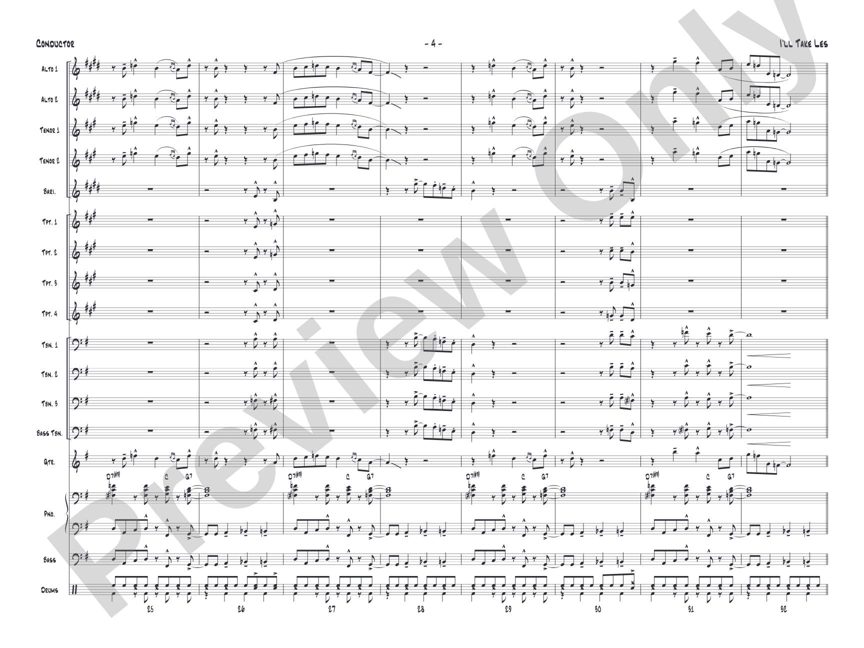 I'll Take Les: Jazz Ensemble Conductor Score & Parts