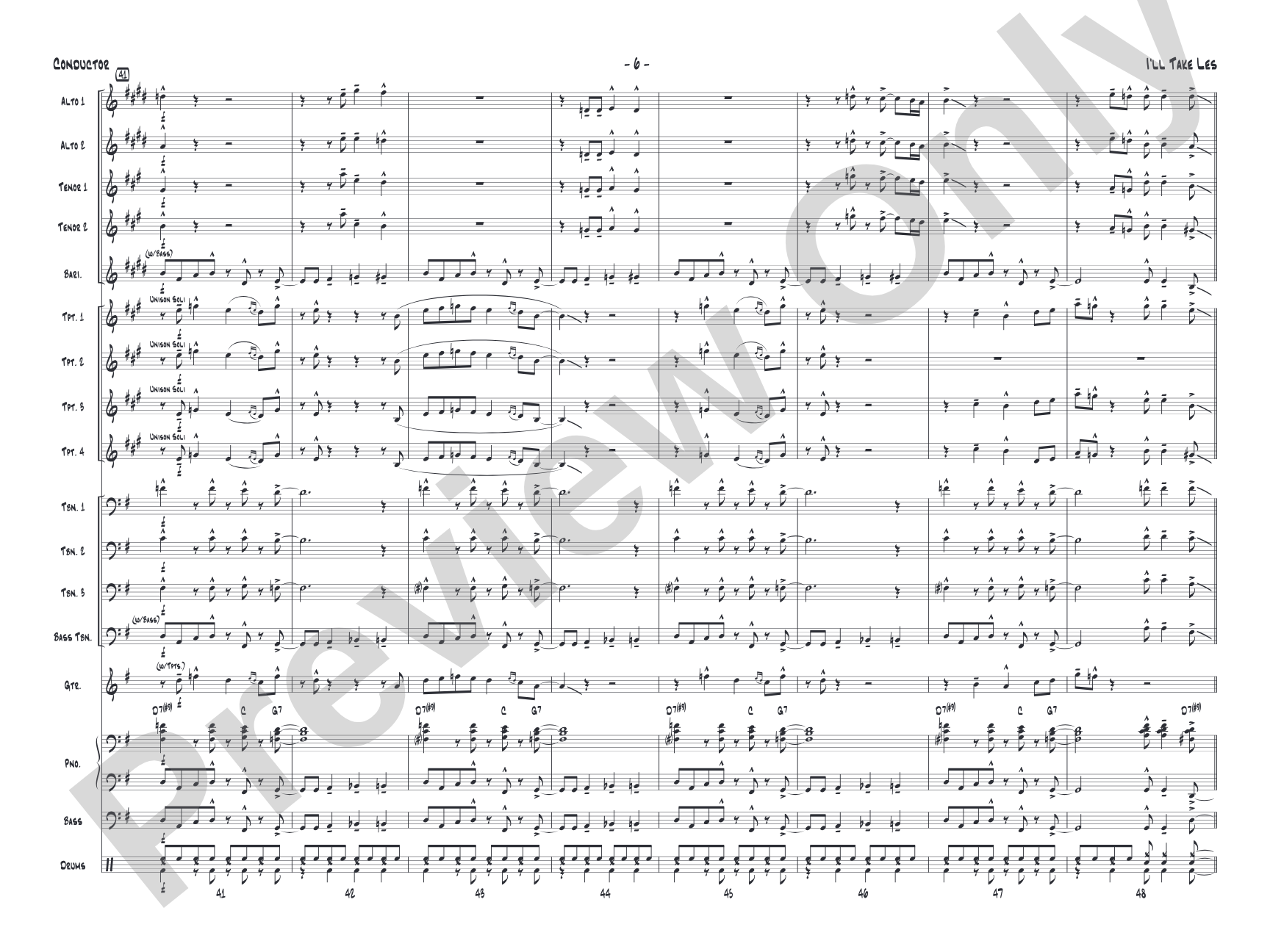I'll Take Les: Jazz Ensemble Conductor Score & Parts