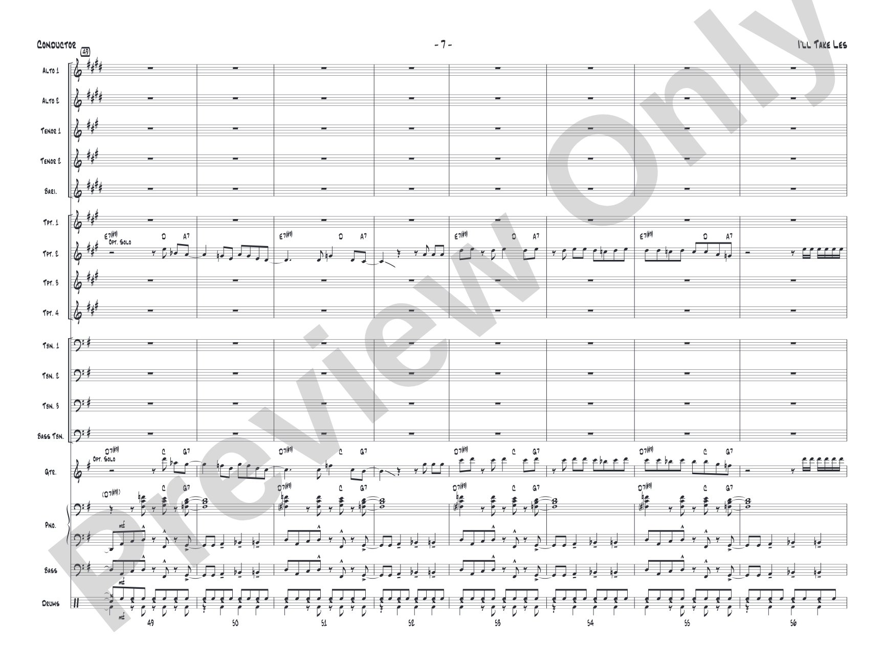 I'll Take Les: Jazz Ensemble Conductor Score & Parts