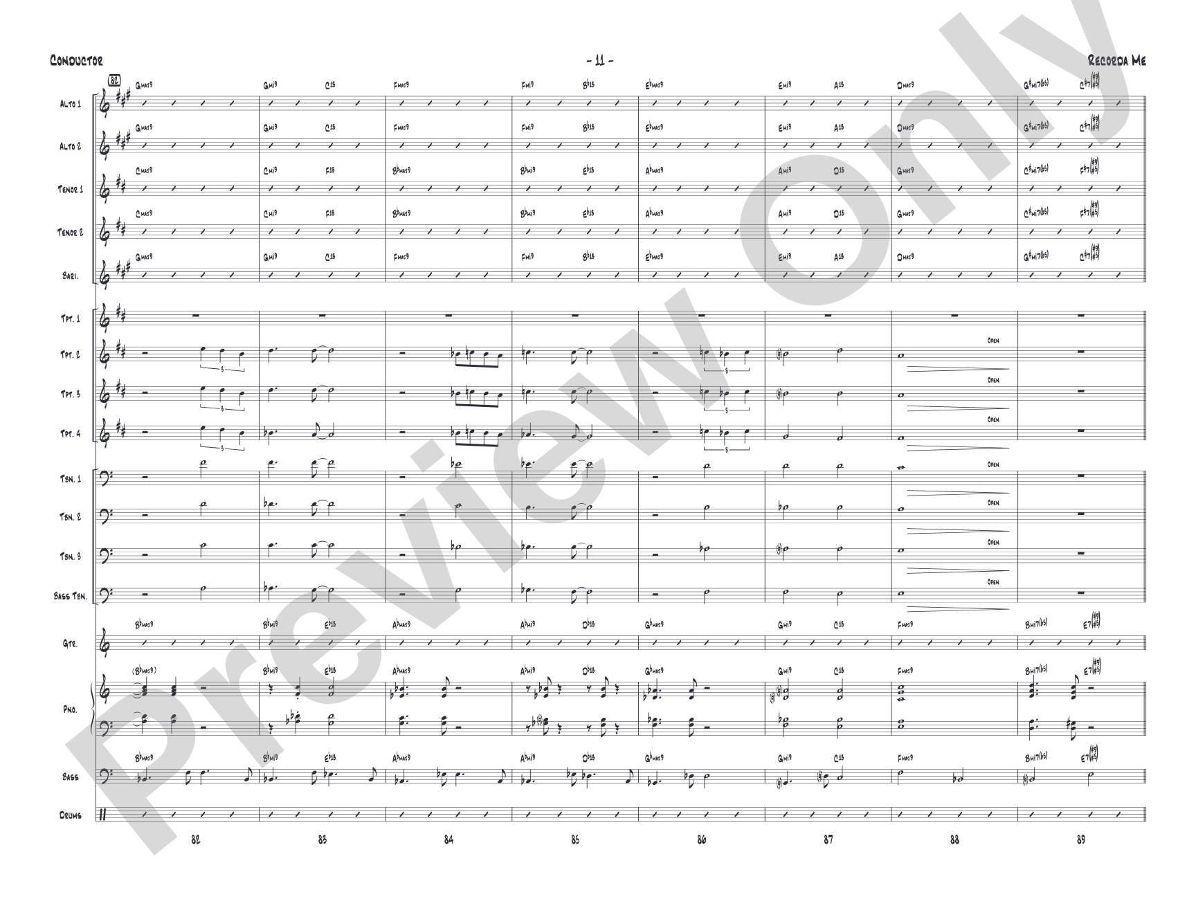 Recorda me: Jazz Ensemble Conductor Score & Parts