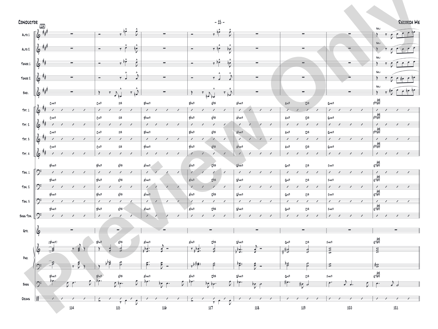 Recorda me: Jazz Ensemble Conductor Score & Parts