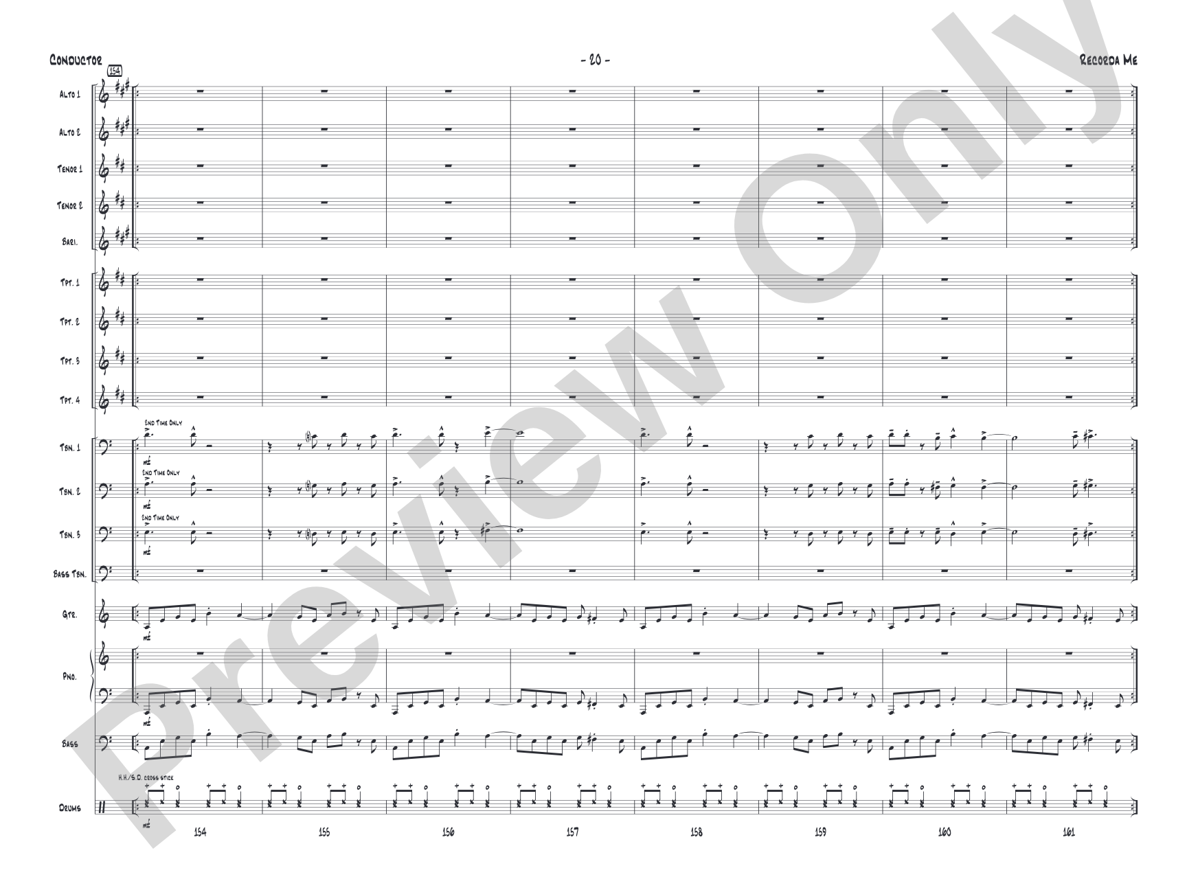 Recorda me: Jazz Ensemble Conductor Score & Parts