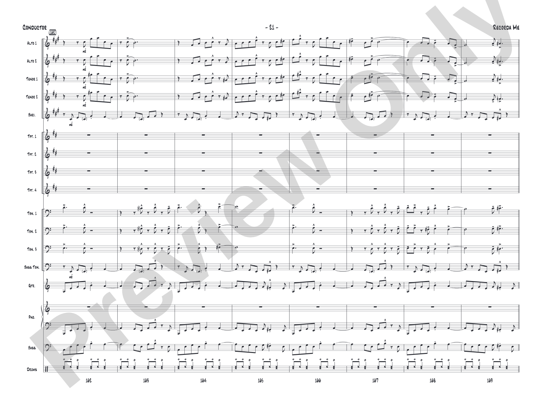 Recorda me: Jazz Ensemble Conductor Score & Parts
