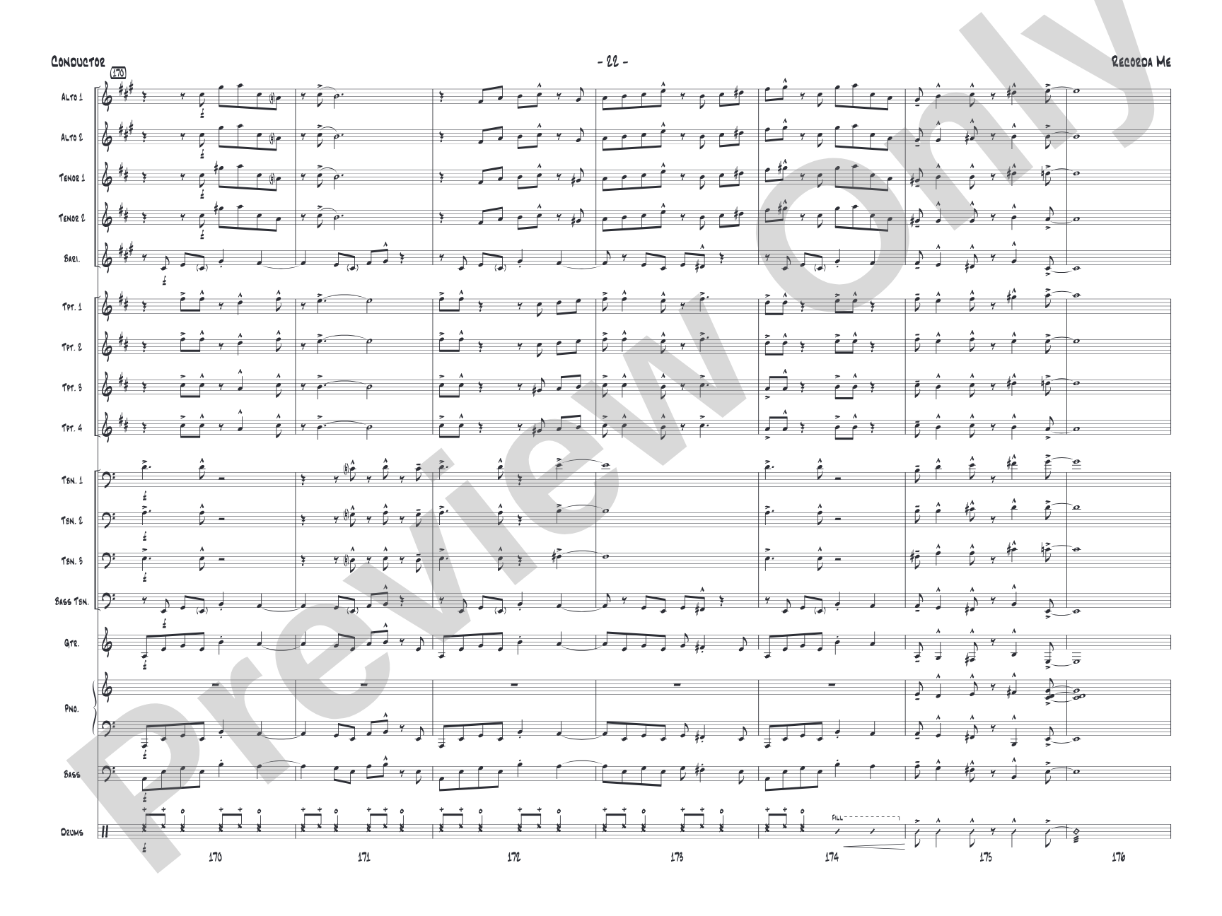Recorda me: Jazz Ensemble Conductor Score & Parts