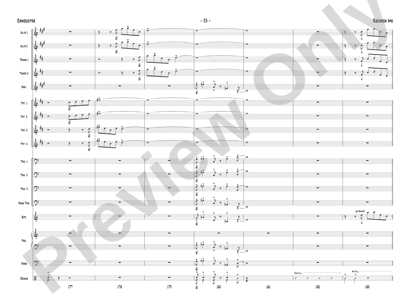 Recorda me: Jazz Ensemble Conductor Score & Parts
