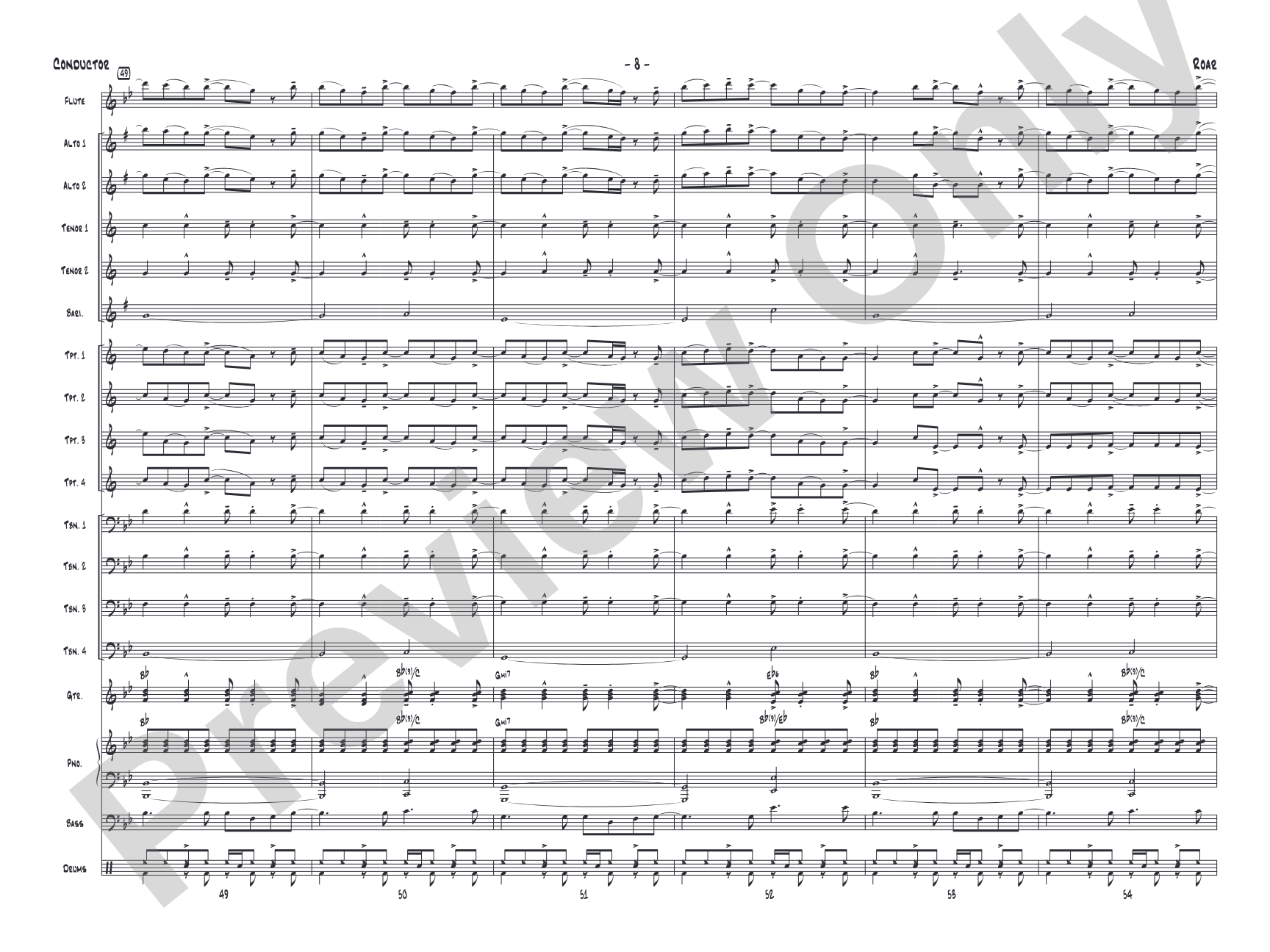 Roar: Jazz Ensemble Conductor Score & Parts