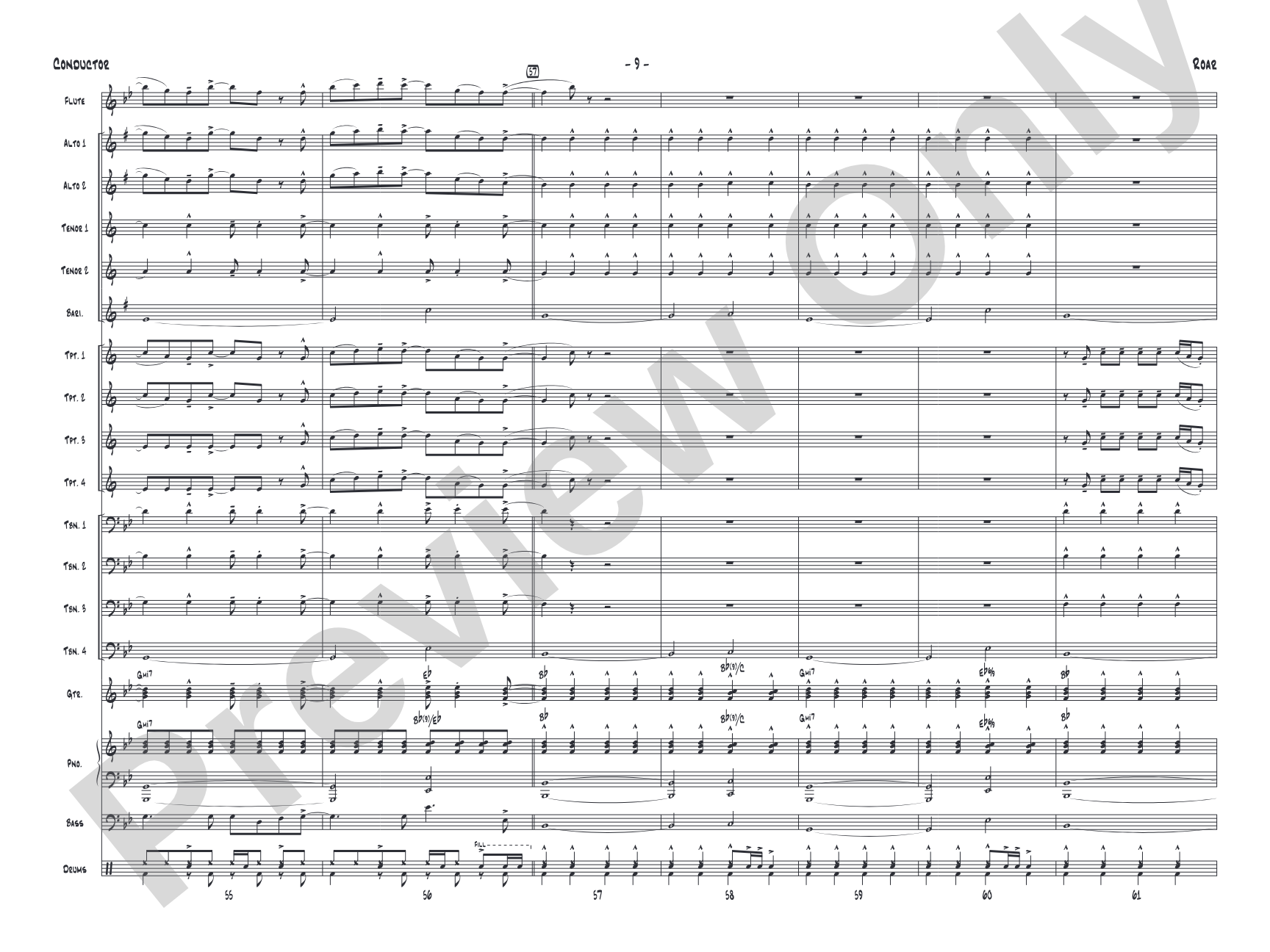 Roar: Jazz Ensemble Conductor Score & Parts