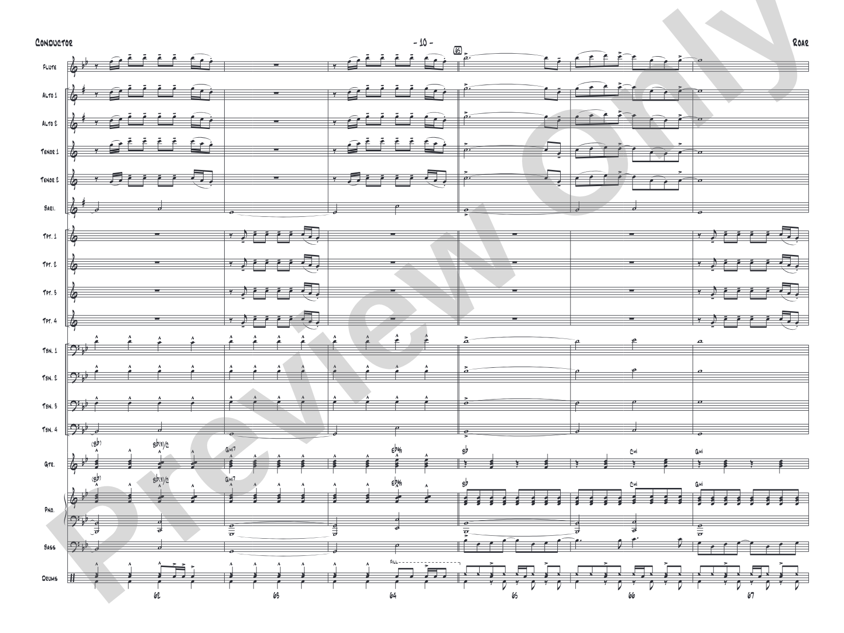 Roar: Jazz Ensemble Conductor Score & Parts