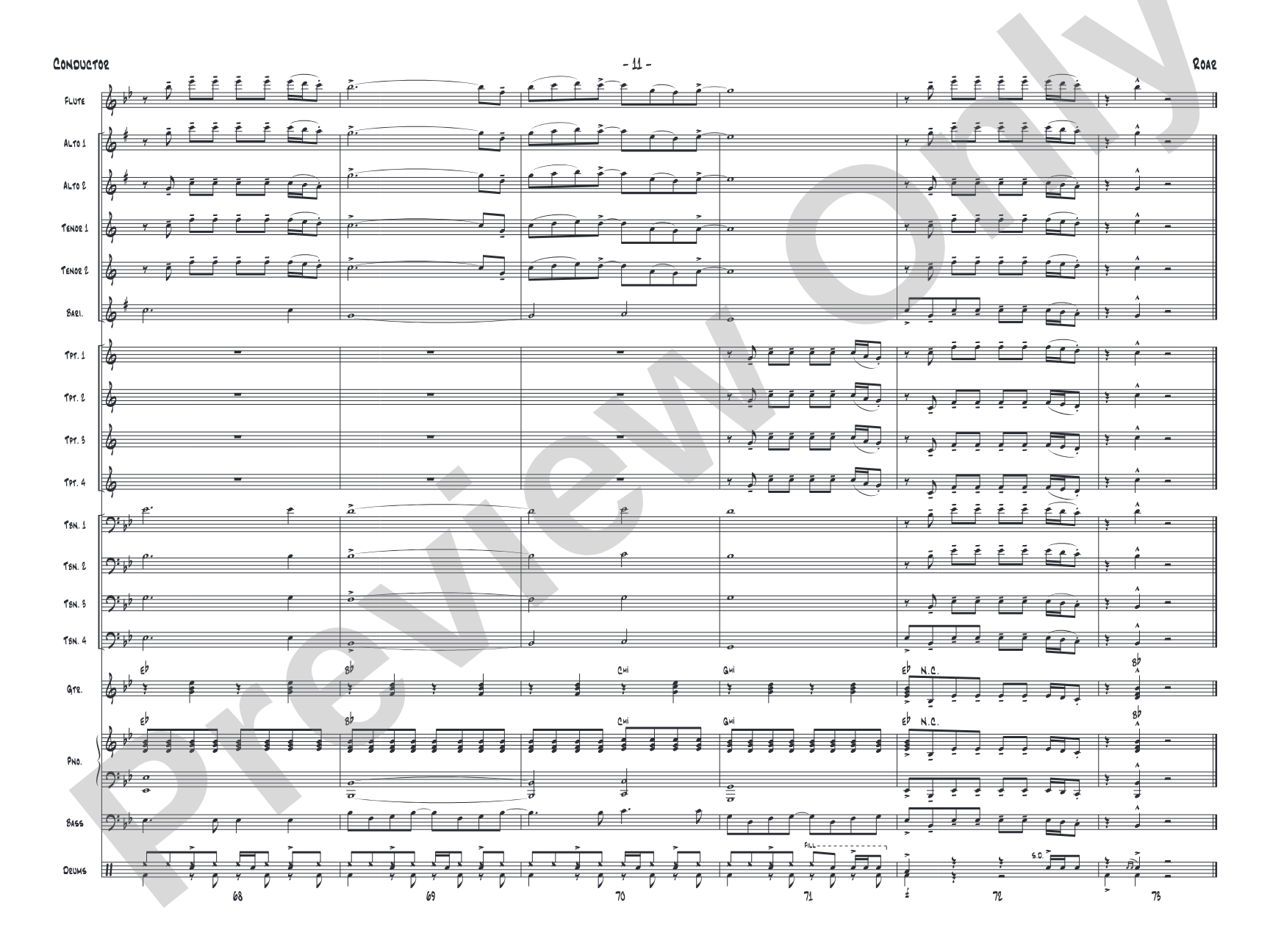 Roar: Jazz Ensemble Conductor Score & Parts