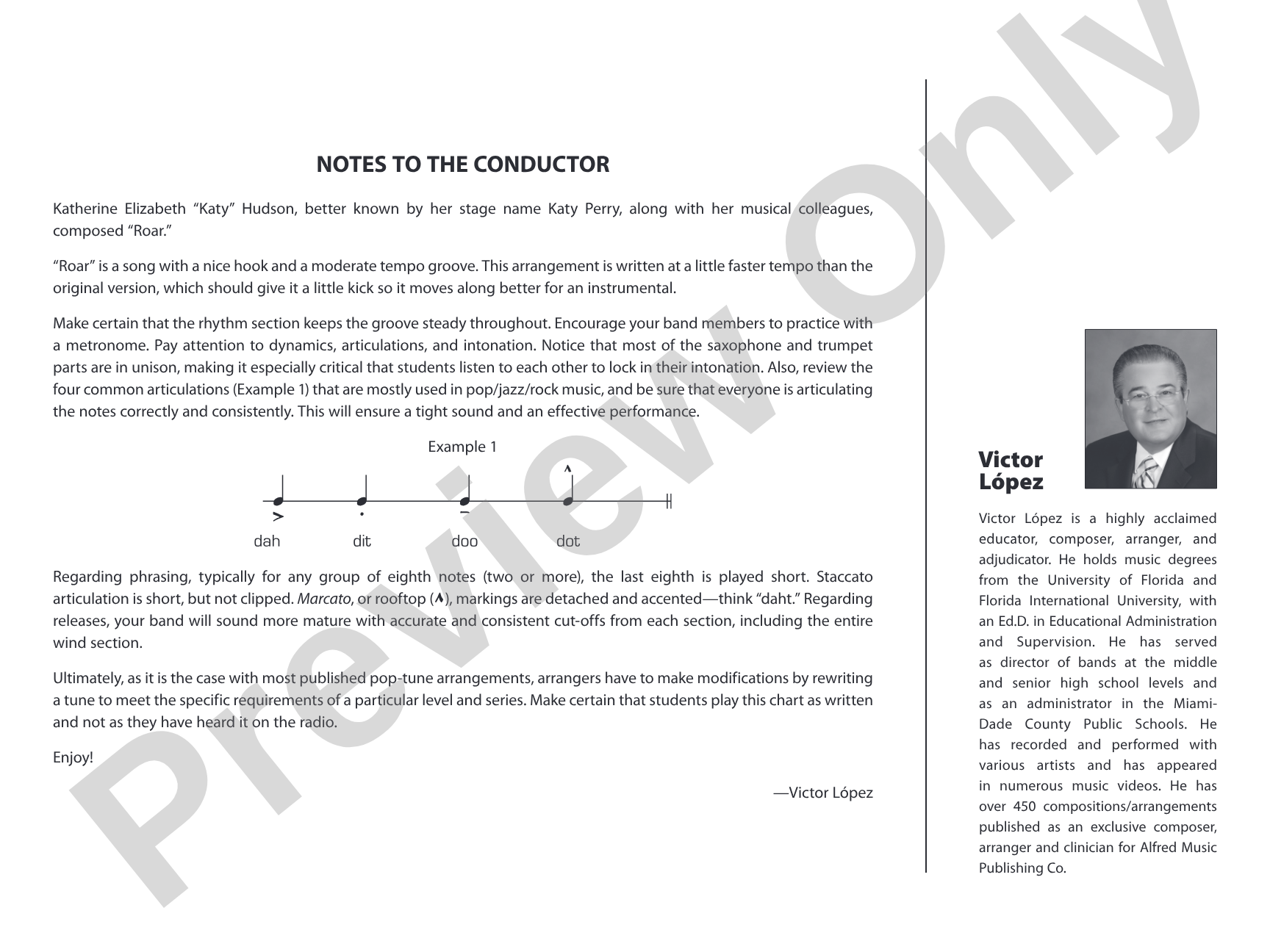 Roar: Jazz Ensemble Conductor Score & Parts