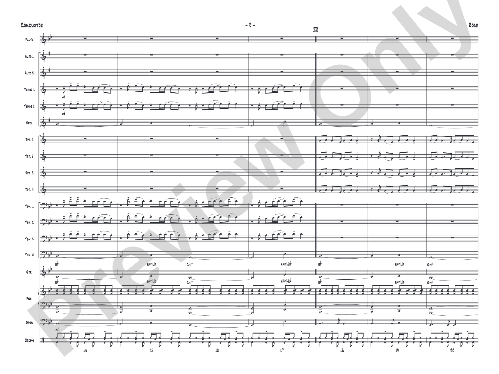 Roar: Jazz Ensemble Conductor Score & Parts
