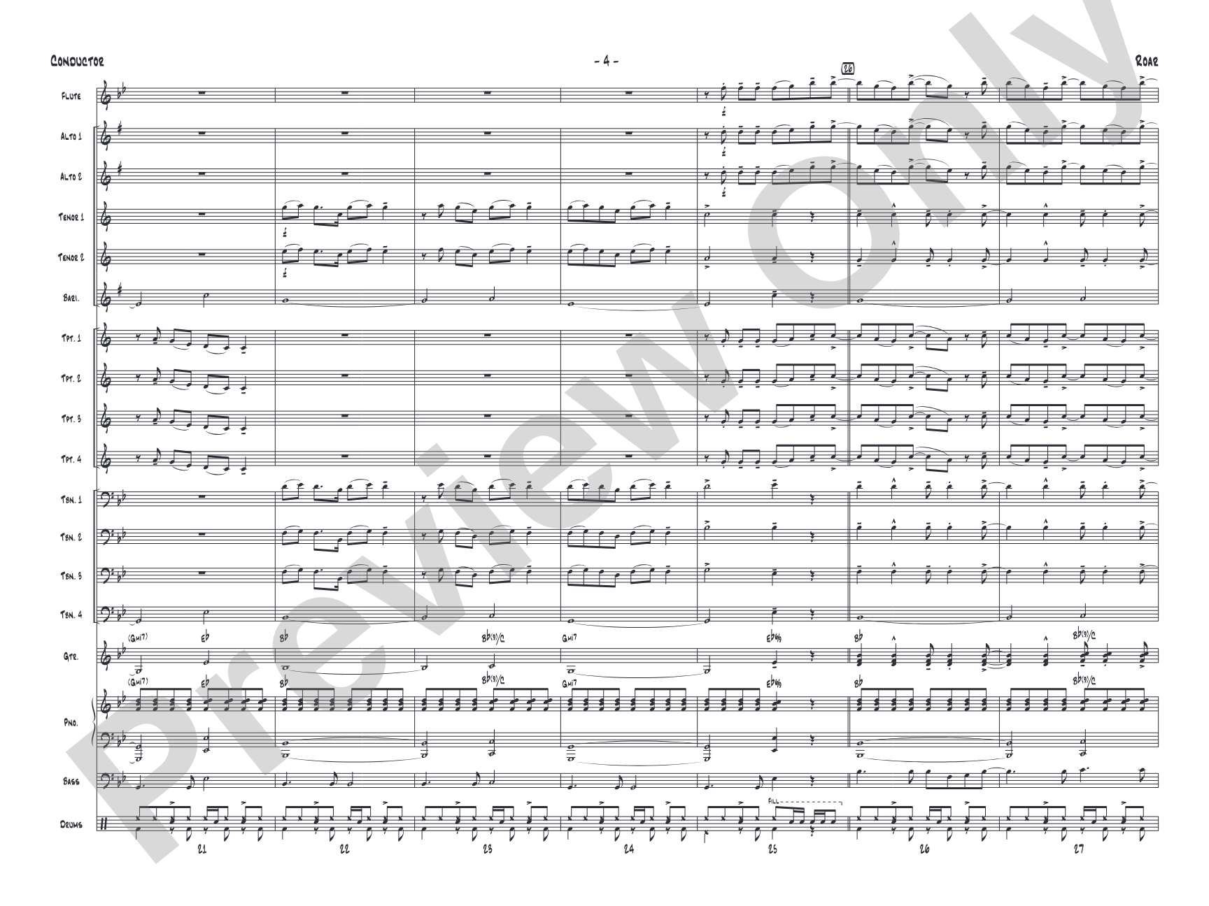 Roar: Jazz Ensemble Conductor Score & Parts