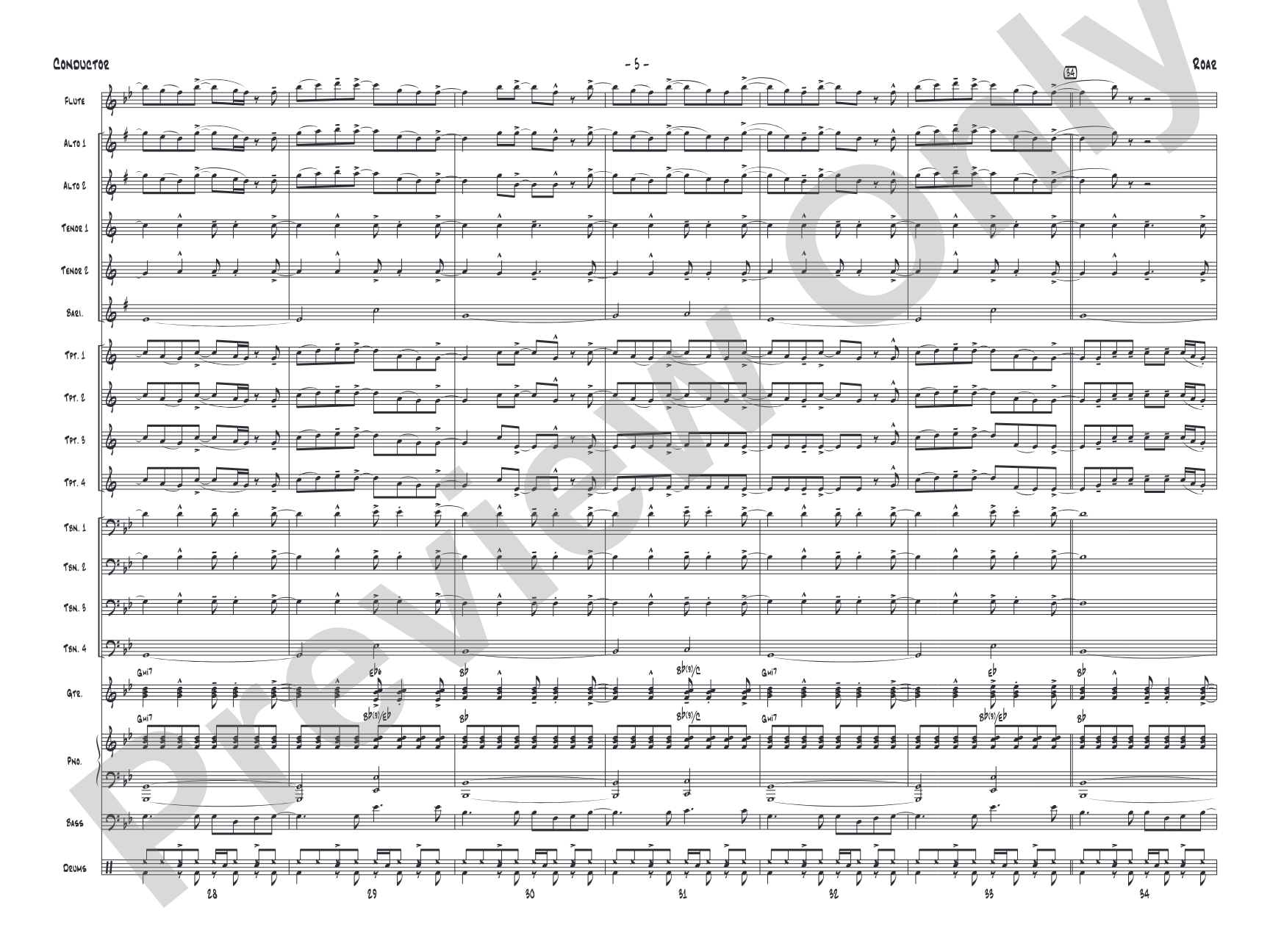Roar: Jazz Ensemble Conductor Score & Parts