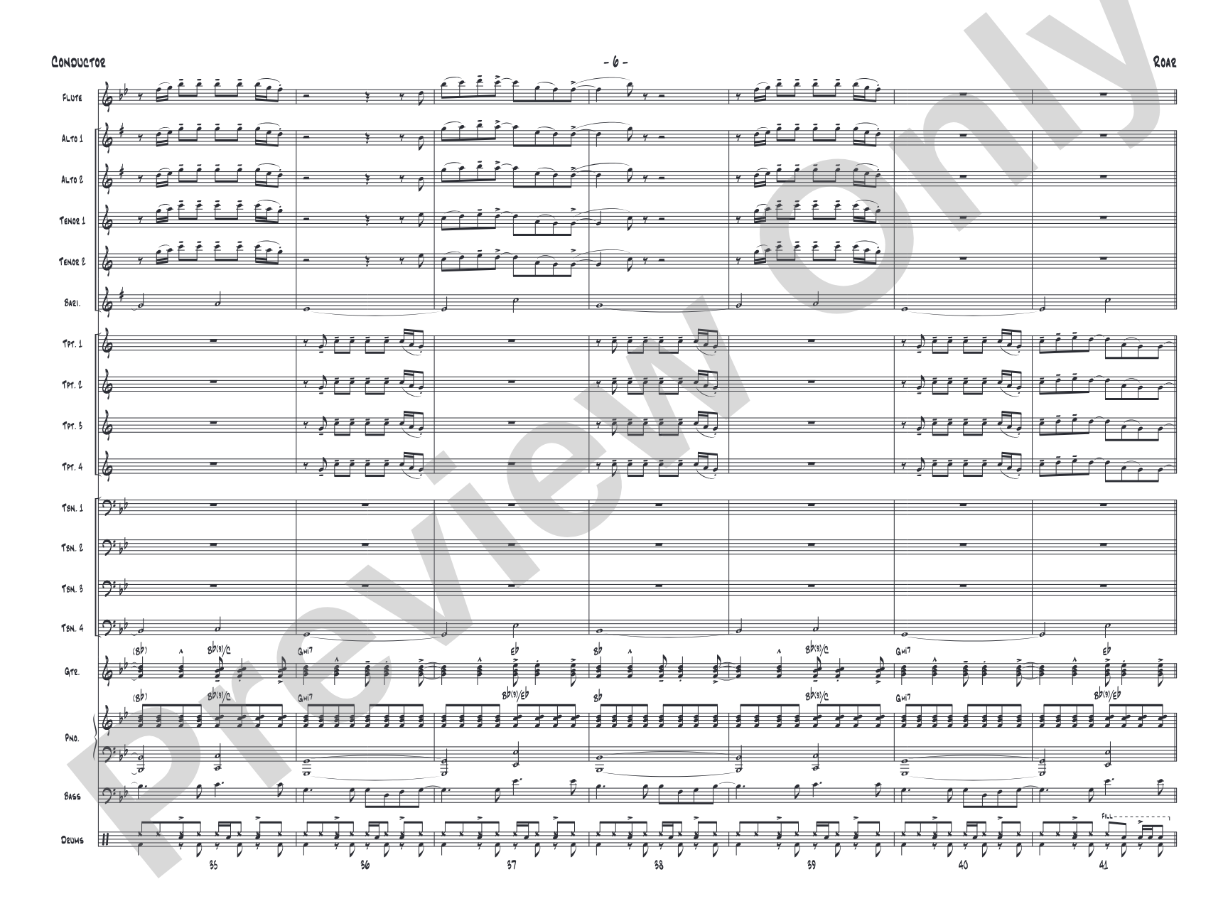 Roar: Jazz Ensemble Conductor Score & Parts