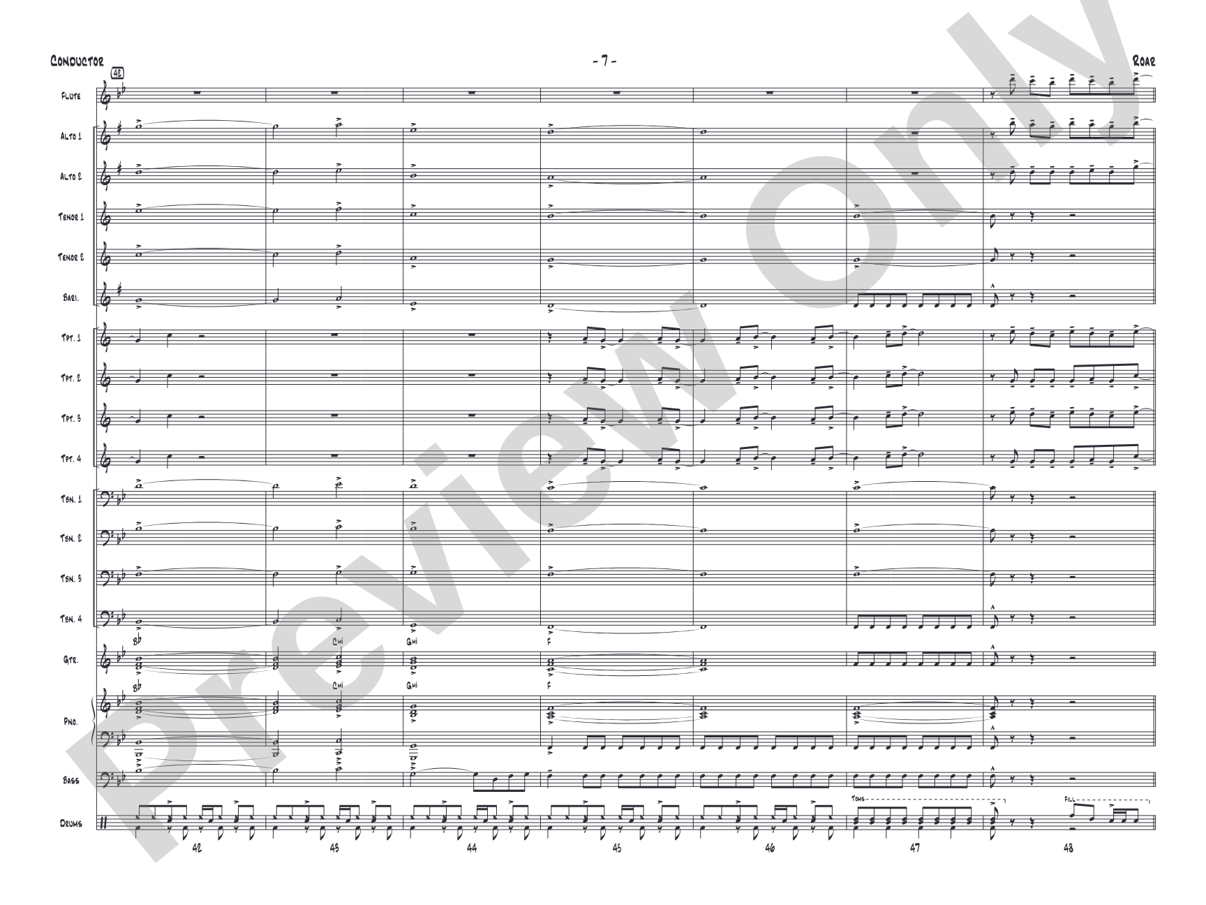 Roar: Jazz Ensemble Conductor Score & Parts