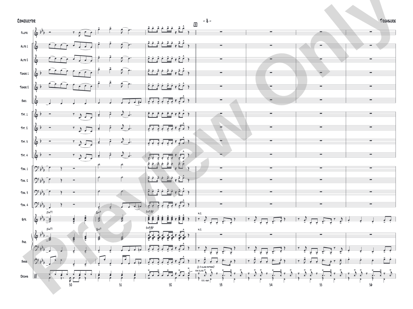Treasure: Jazz Ensemble Conductor Score & Parts
