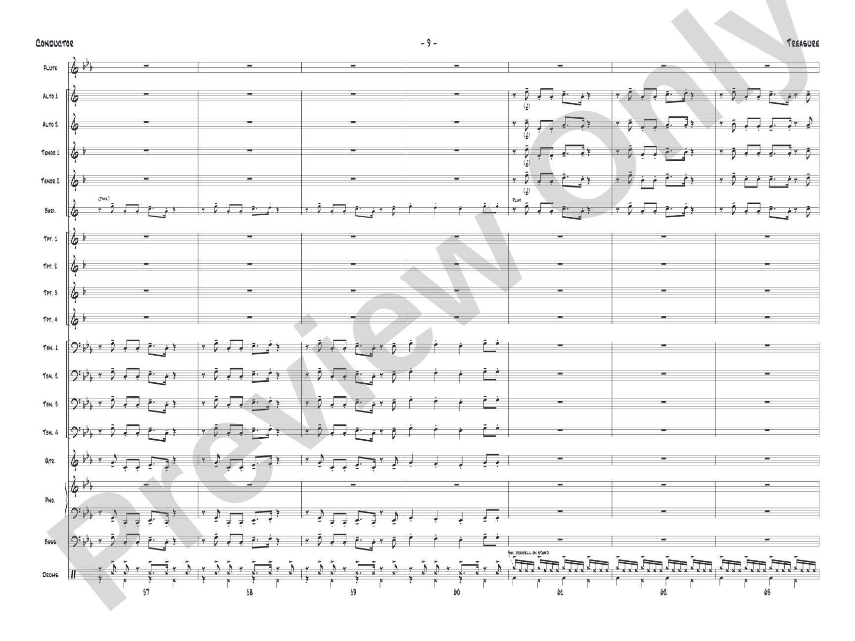 Treasure: Jazz Ensemble Conductor Score & Parts