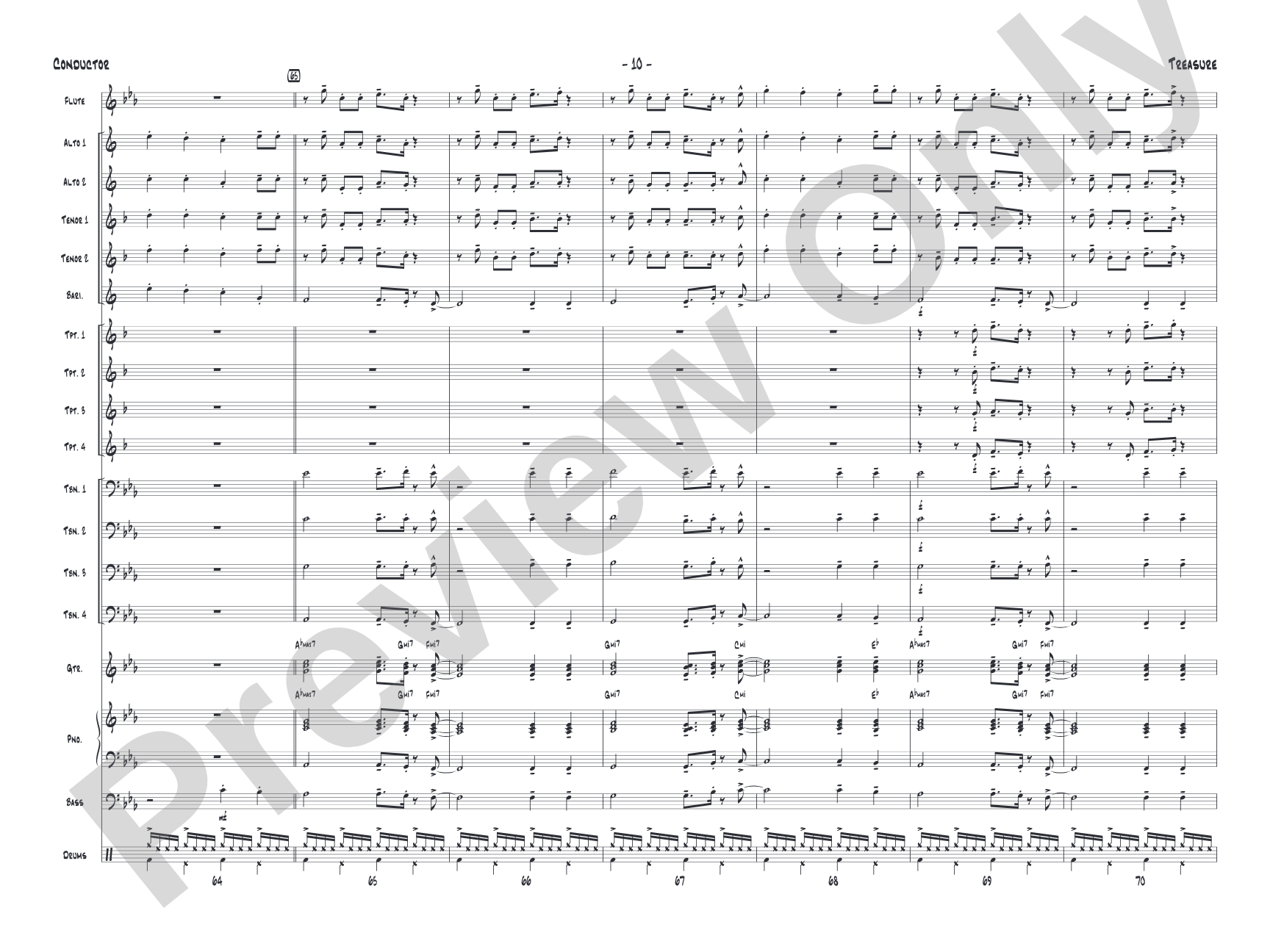 Treasure: Jazz Ensemble Conductor Score & Parts