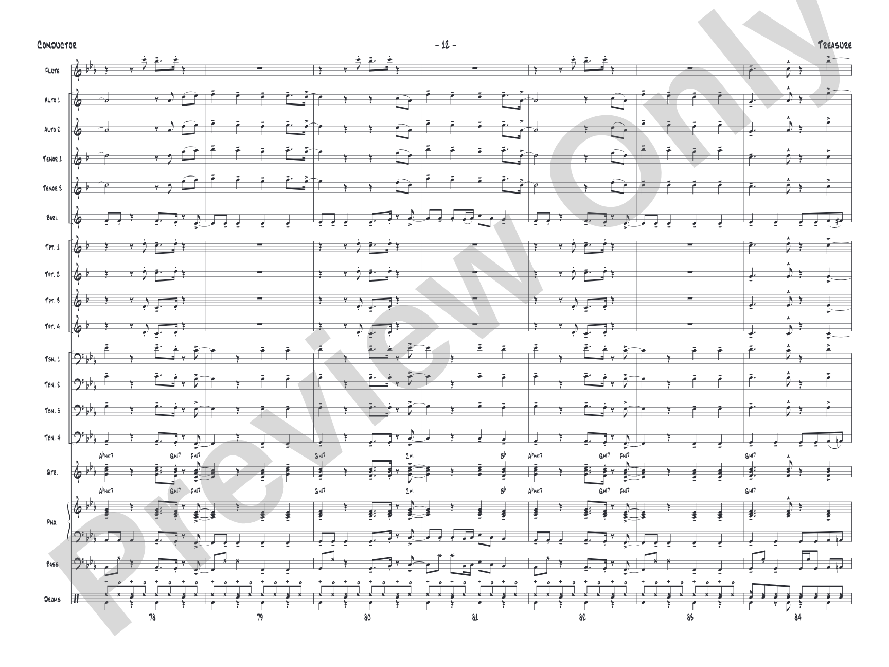 Treasure: Jazz Ensemble Conductor Score & Parts