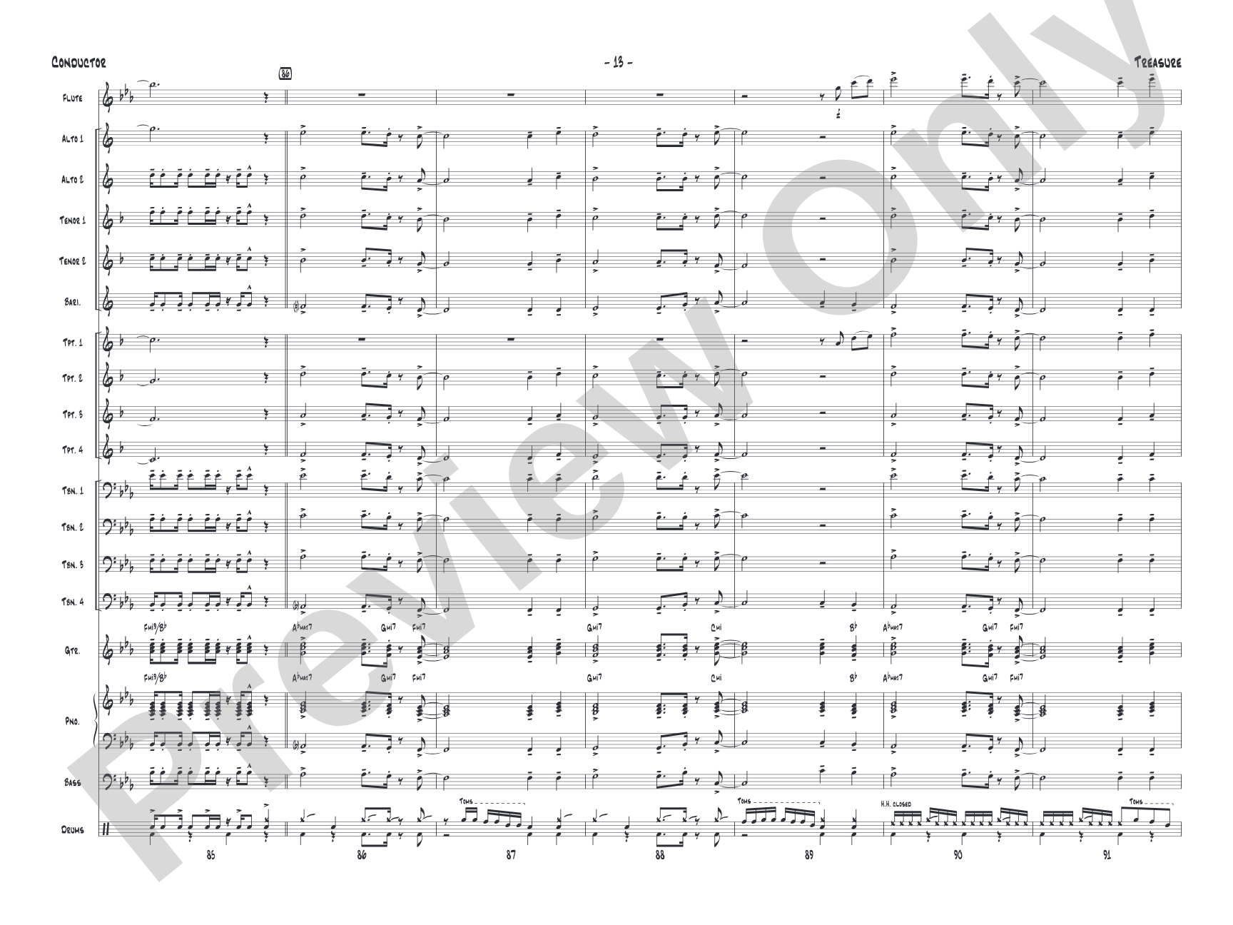 Treasure: Jazz Ensemble Conductor Score & Parts