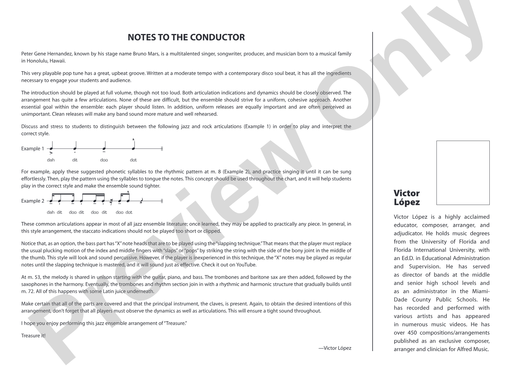 Treasure: Jazz Ensemble Conductor Score & Parts