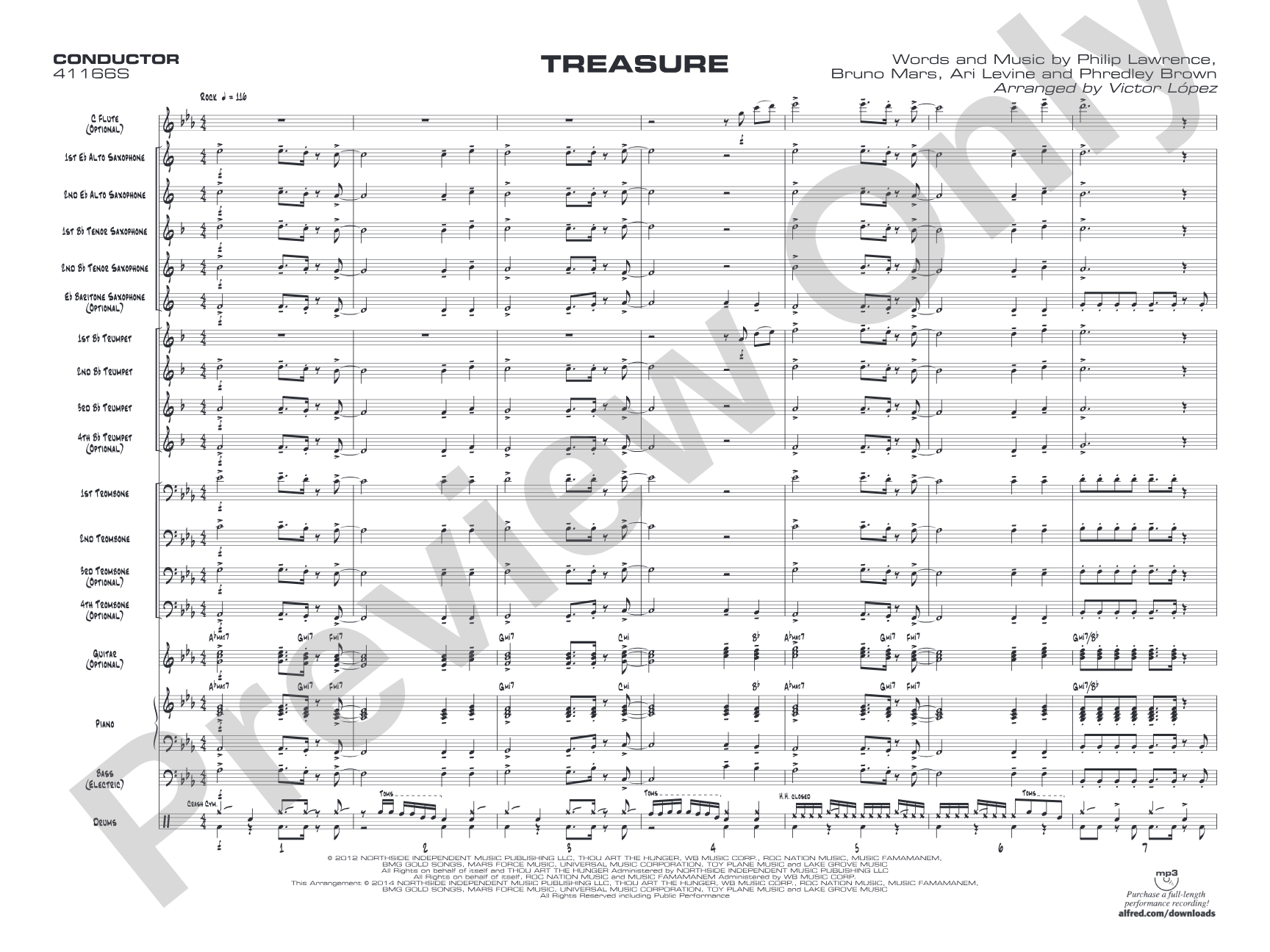 Treasure: Jazz Ensemble Conductor Score & Parts
