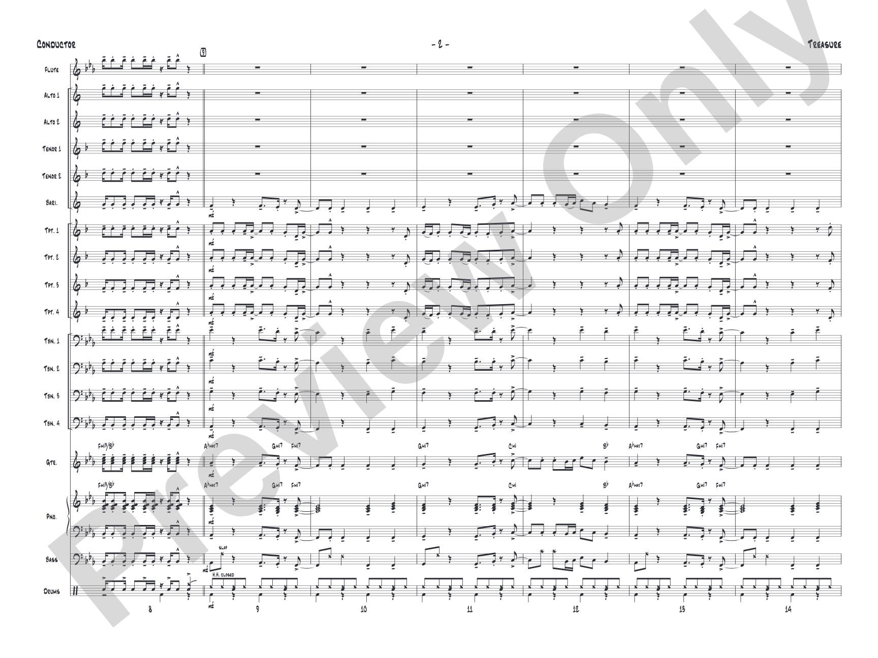 Treasure: Jazz Ensemble Conductor Score & Parts
