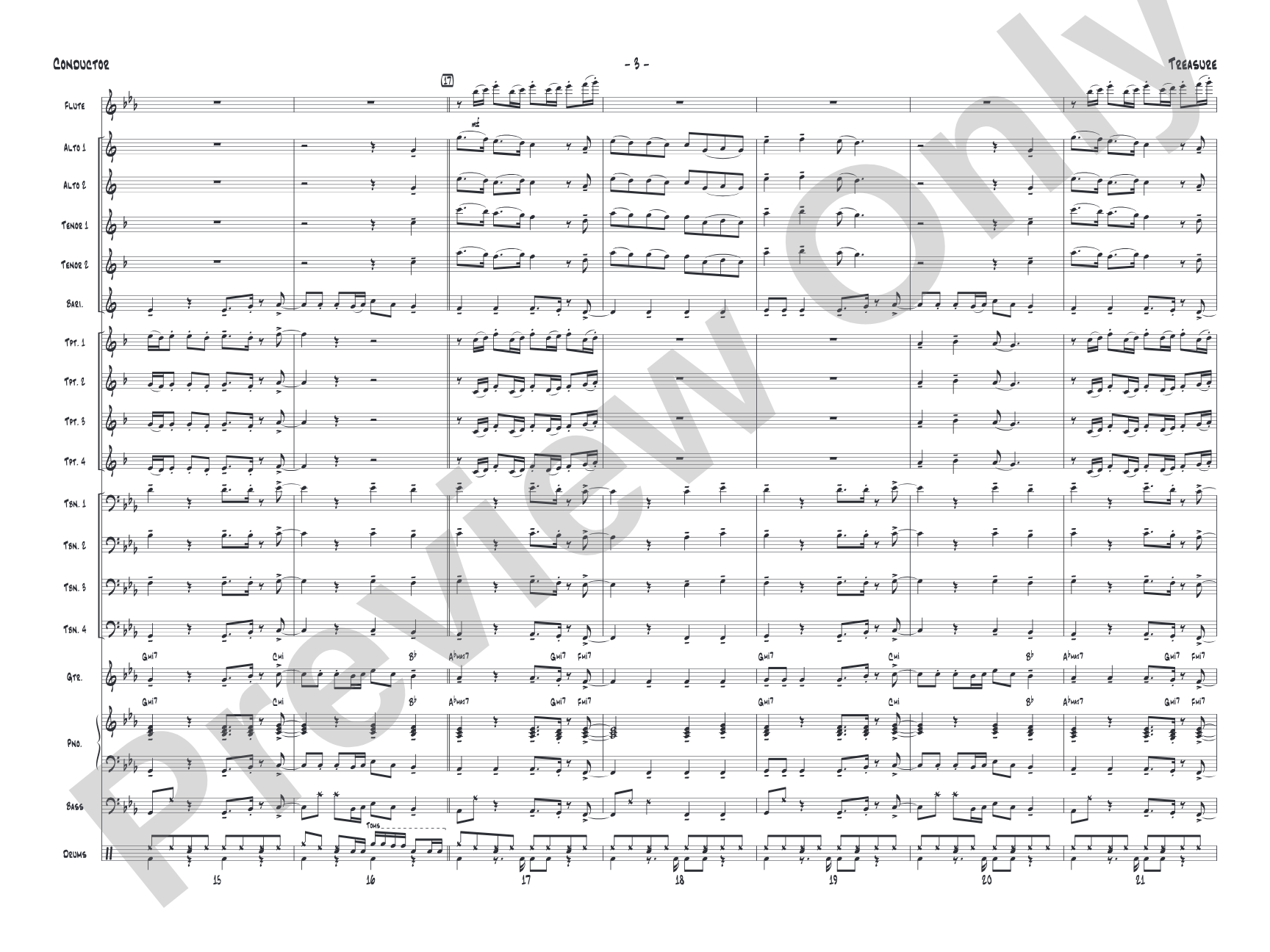 Treasure: Jazz Ensemble Conductor Score & Parts