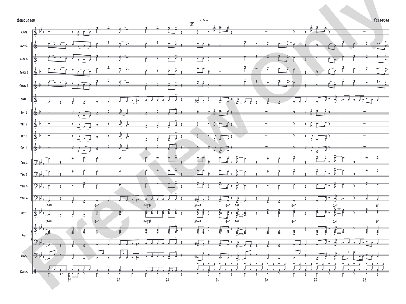 Treasure: Jazz Ensemble Conductor Score & Parts