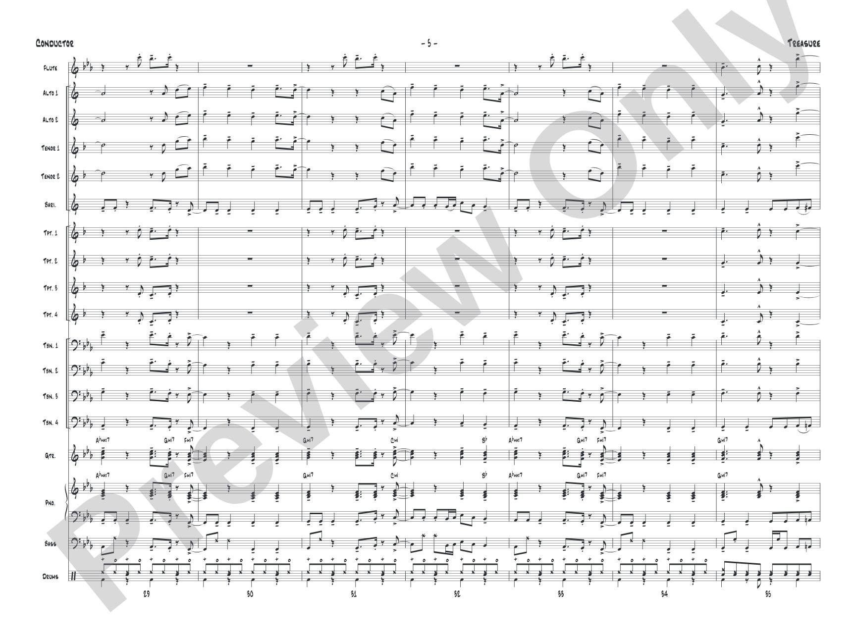 Treasure: Jazz Ensemble Conductor Score & Parts