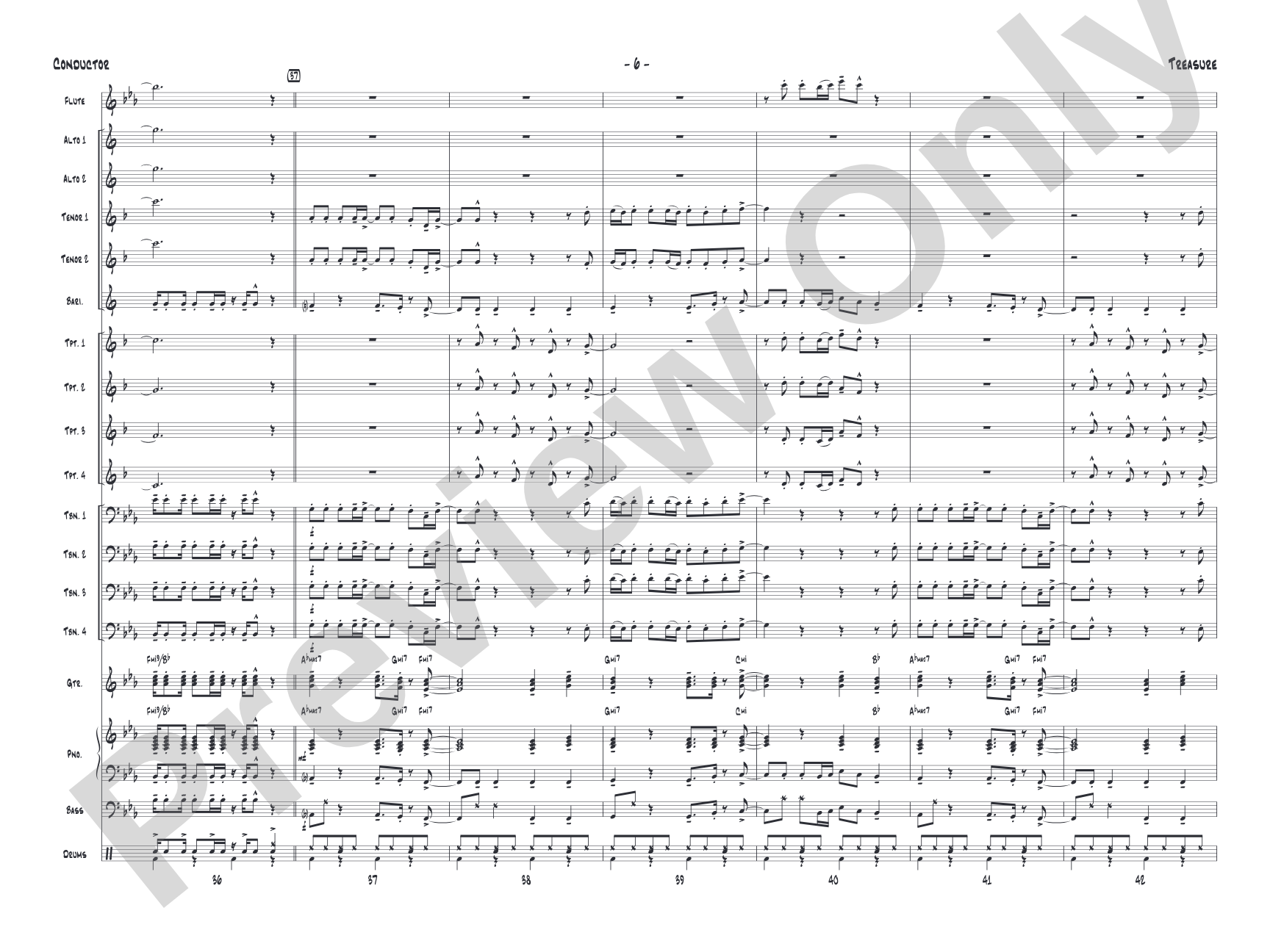 Treasure: Jazz Ensemble Conductor Score & Parts