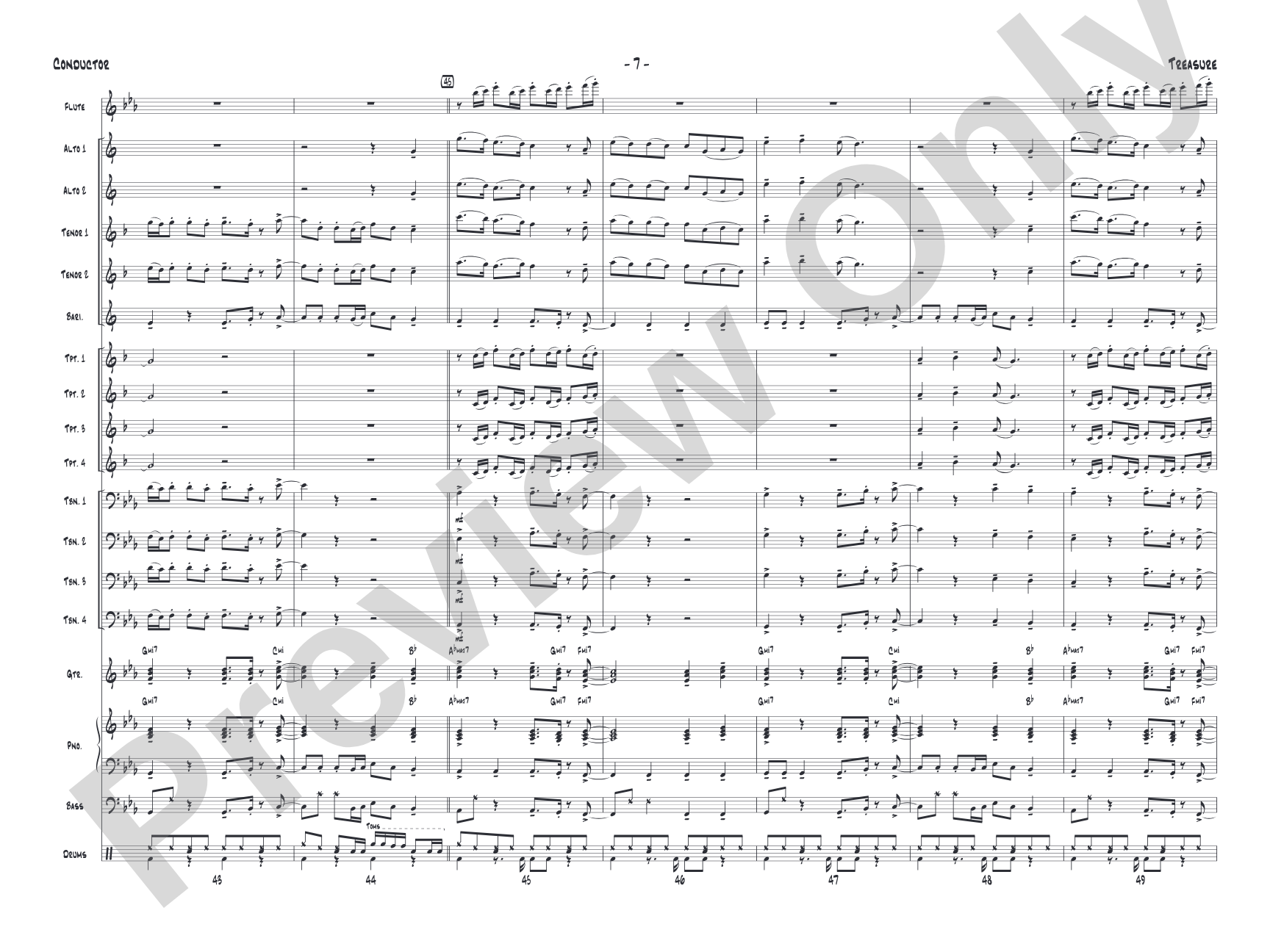 Treasure: Jazz Ensemble Conductor Score & Parts