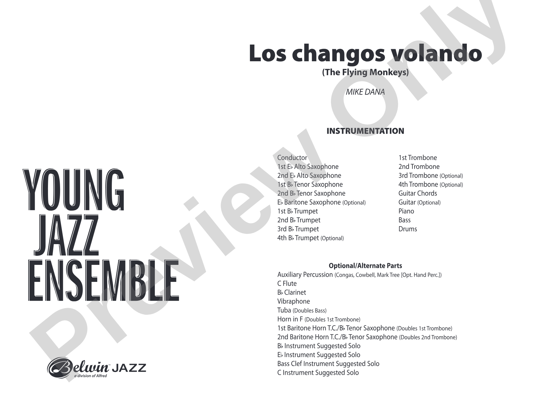 Los changos volando: Jazz Ensemble Conductor Score & Parts
