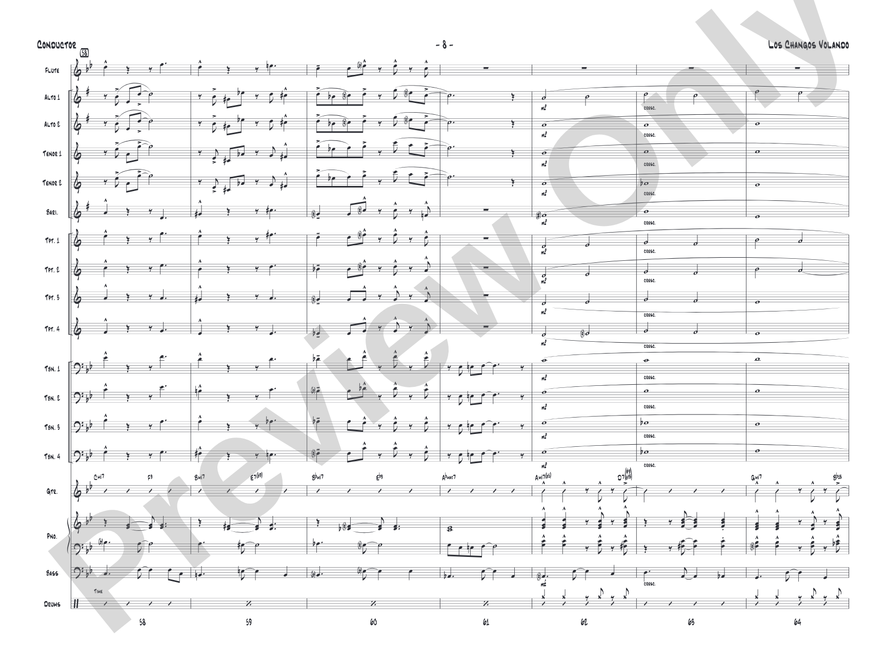 Los changos volando: Jazz Ensemble Conductor Score & Parts