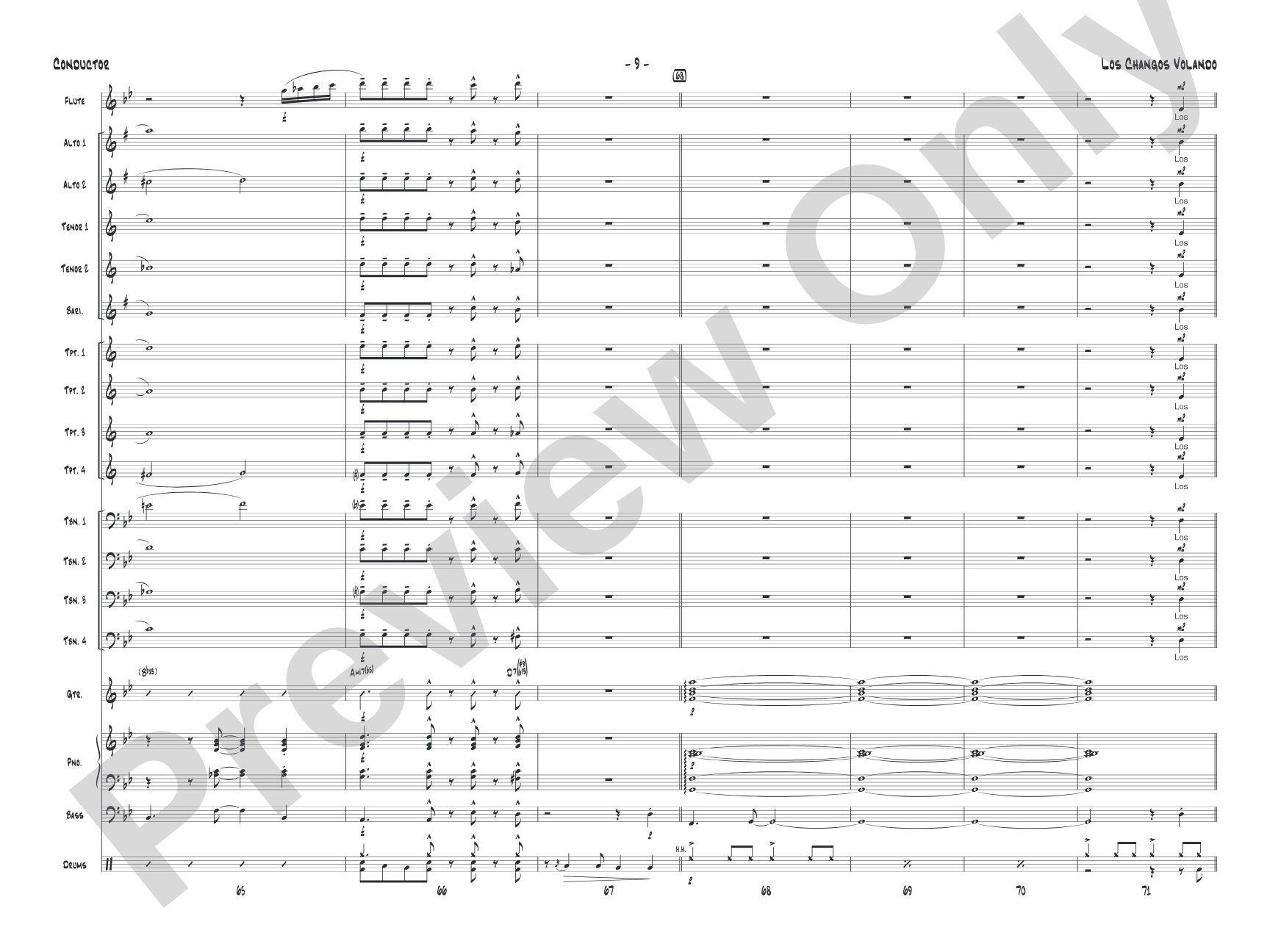Los changos volando: Jazz Ensemble Conductor Score & Parts
