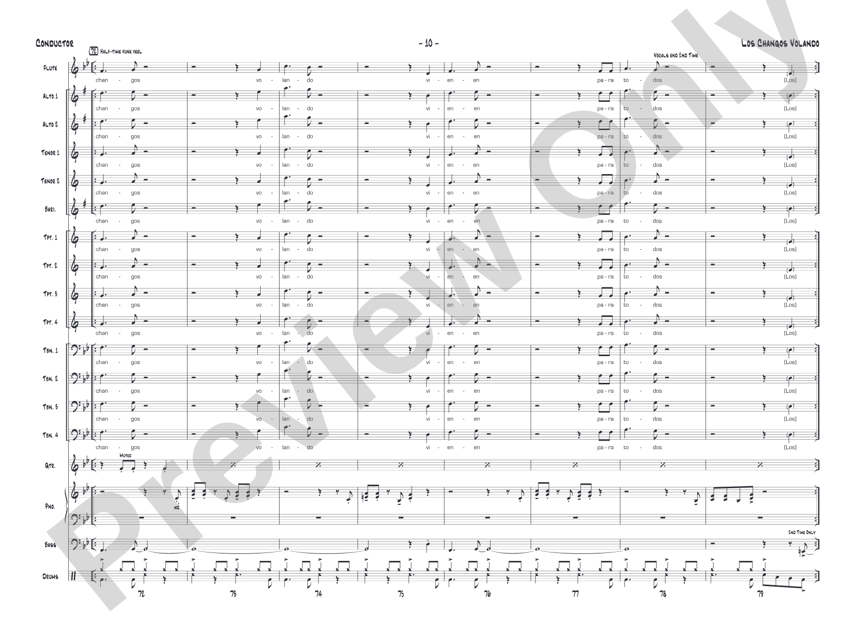 Los changos volando: Jazz Ensemble Conductor Score & Parts