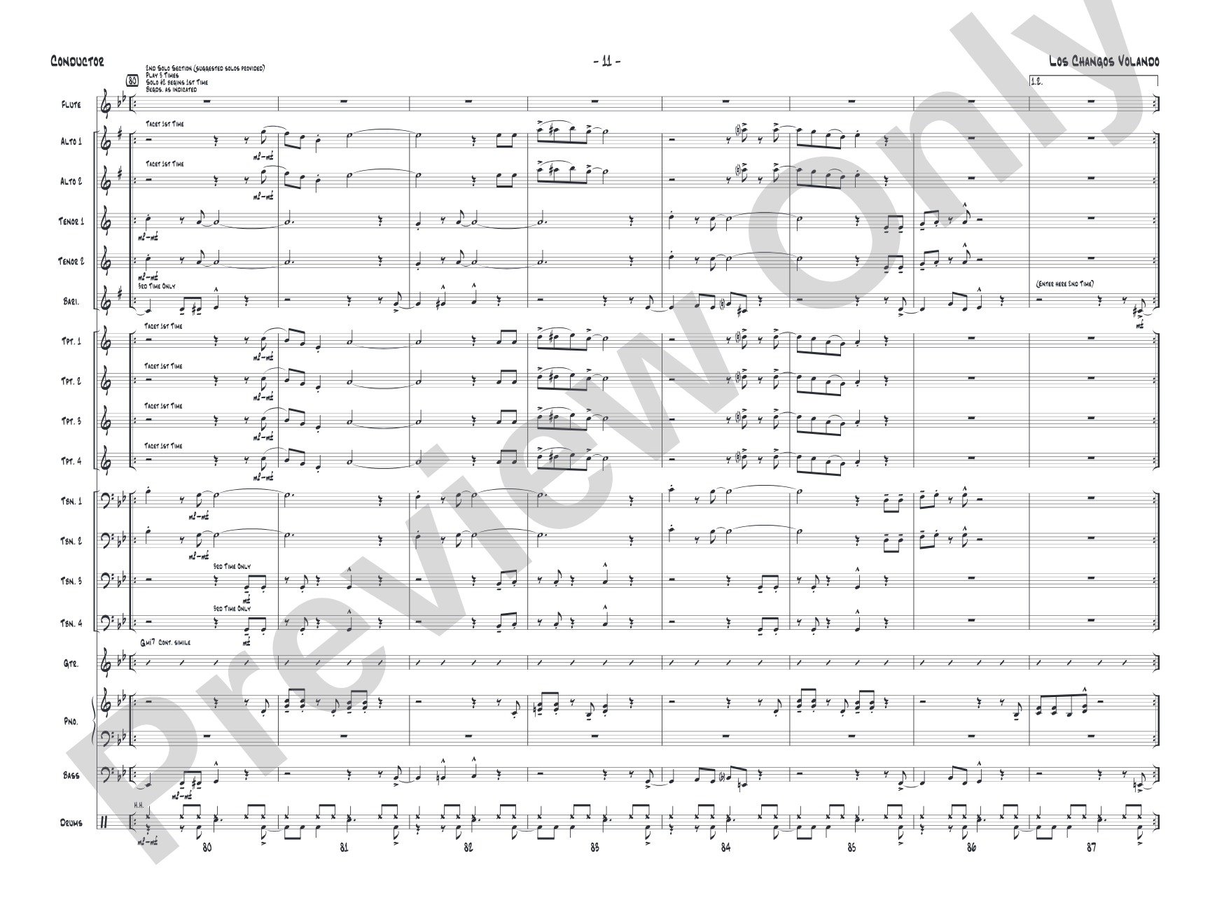 Los changos volando: Jazz Ensemble Conductor Score & Parts