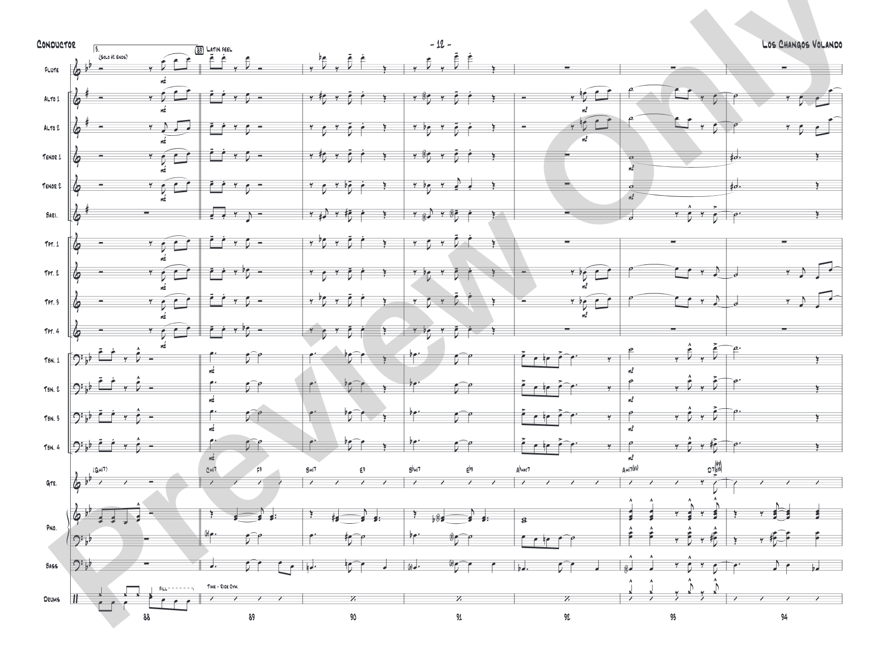 Los changos volando: Jazz Ensemble Conductor Score & Parts