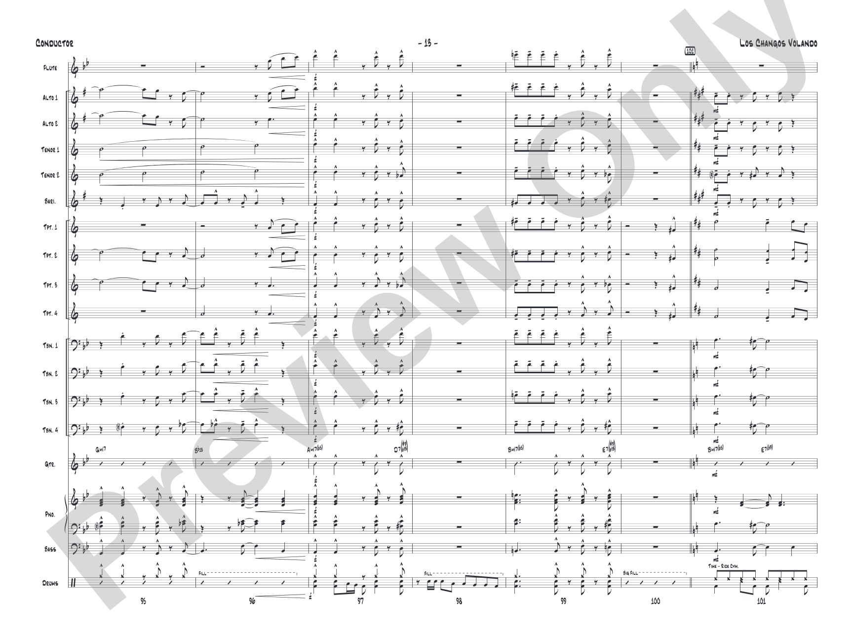 Los changos volando: Jazz Ensemble Conductor Score & Parts