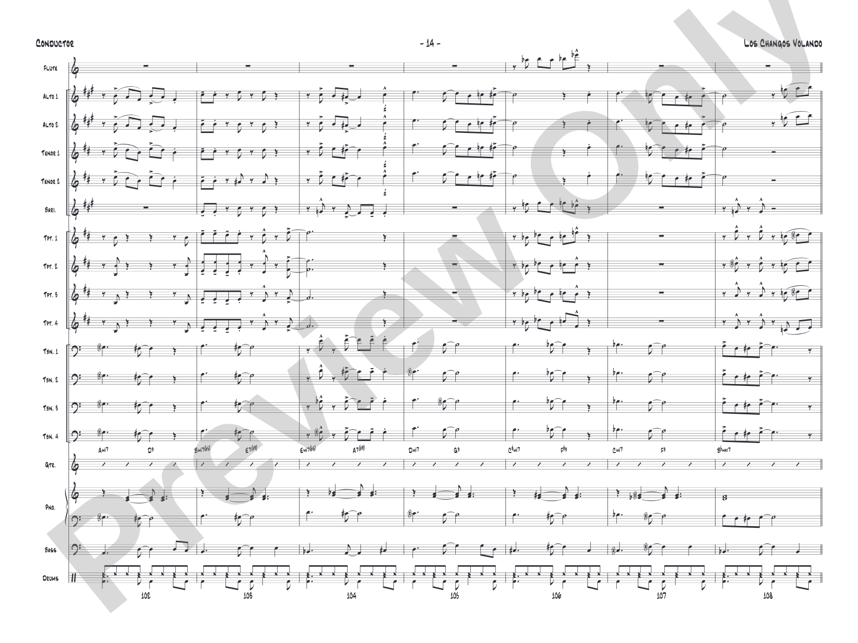 Los changos volando: Jazz Ensemble Conductor Score & Parts