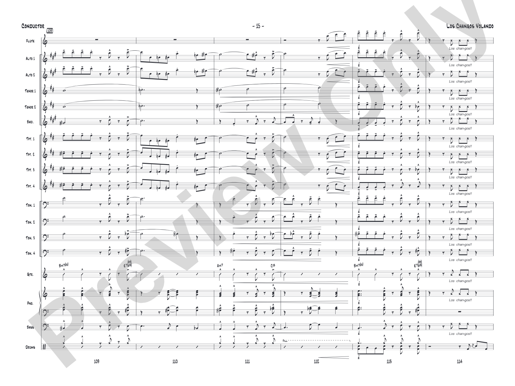 Los changos volando: Jazz Ensemble Conductor Score & Parts