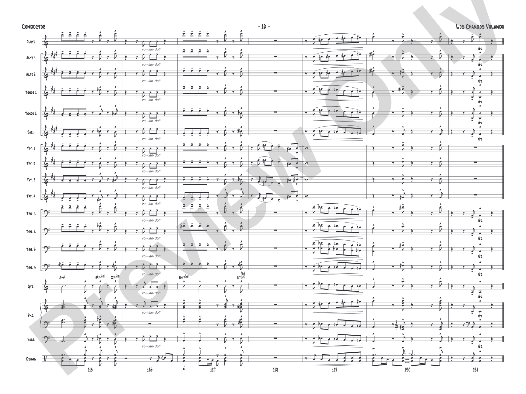 Los changos volando: Jazz Ensemble Conductor Score & Parts