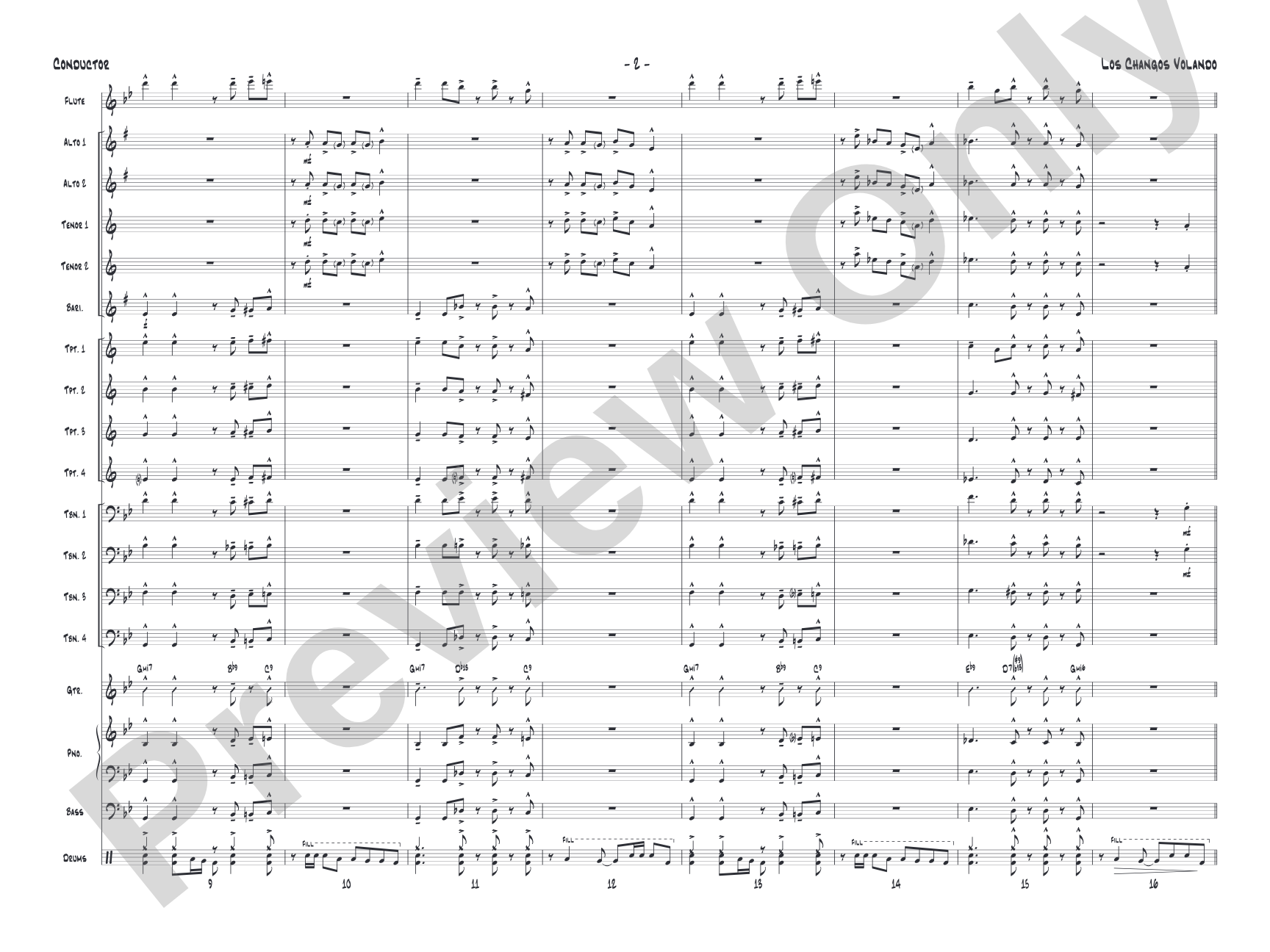 Los changos volando: Jazz Ensemble Conductor Score & Parts