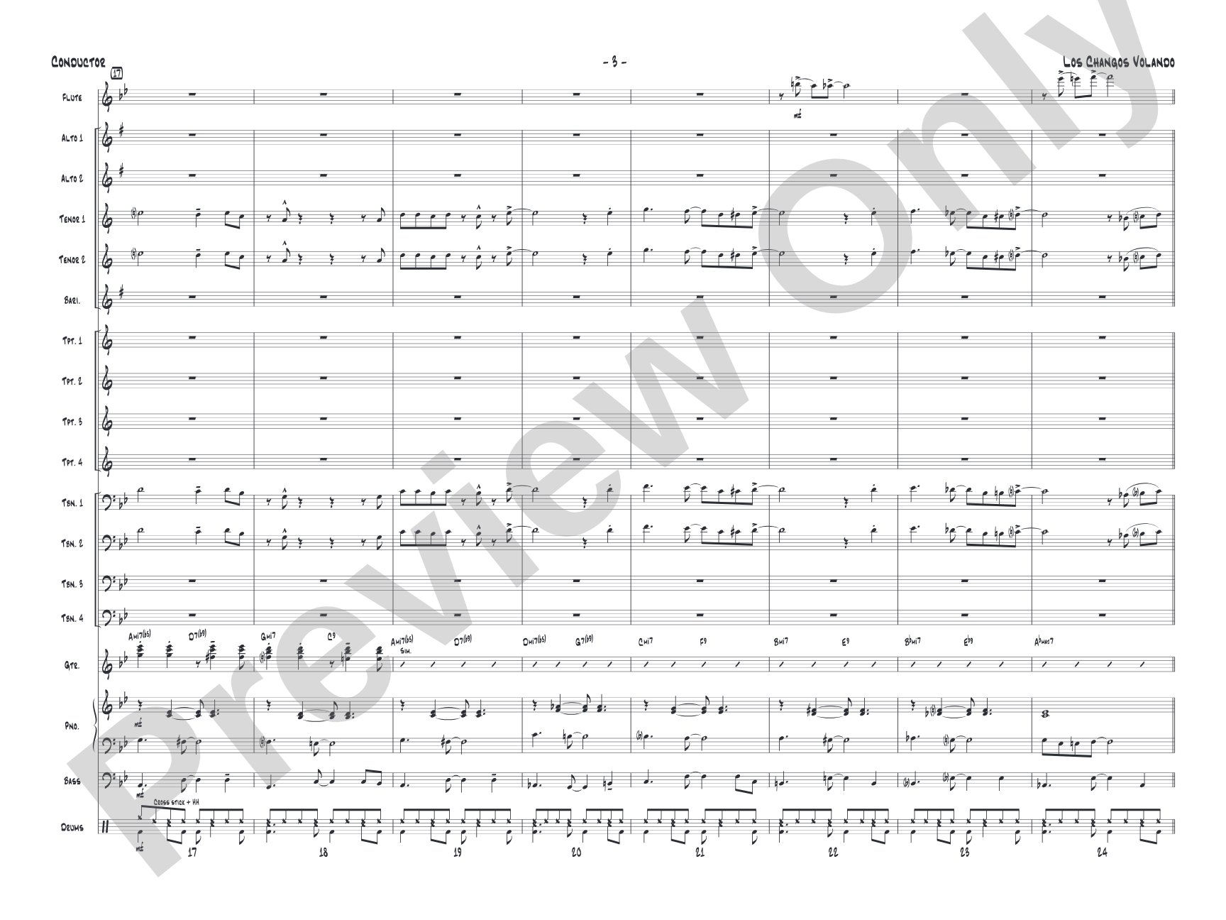 Los changos volando: Jazz Ensemble Conductor Score & Parts