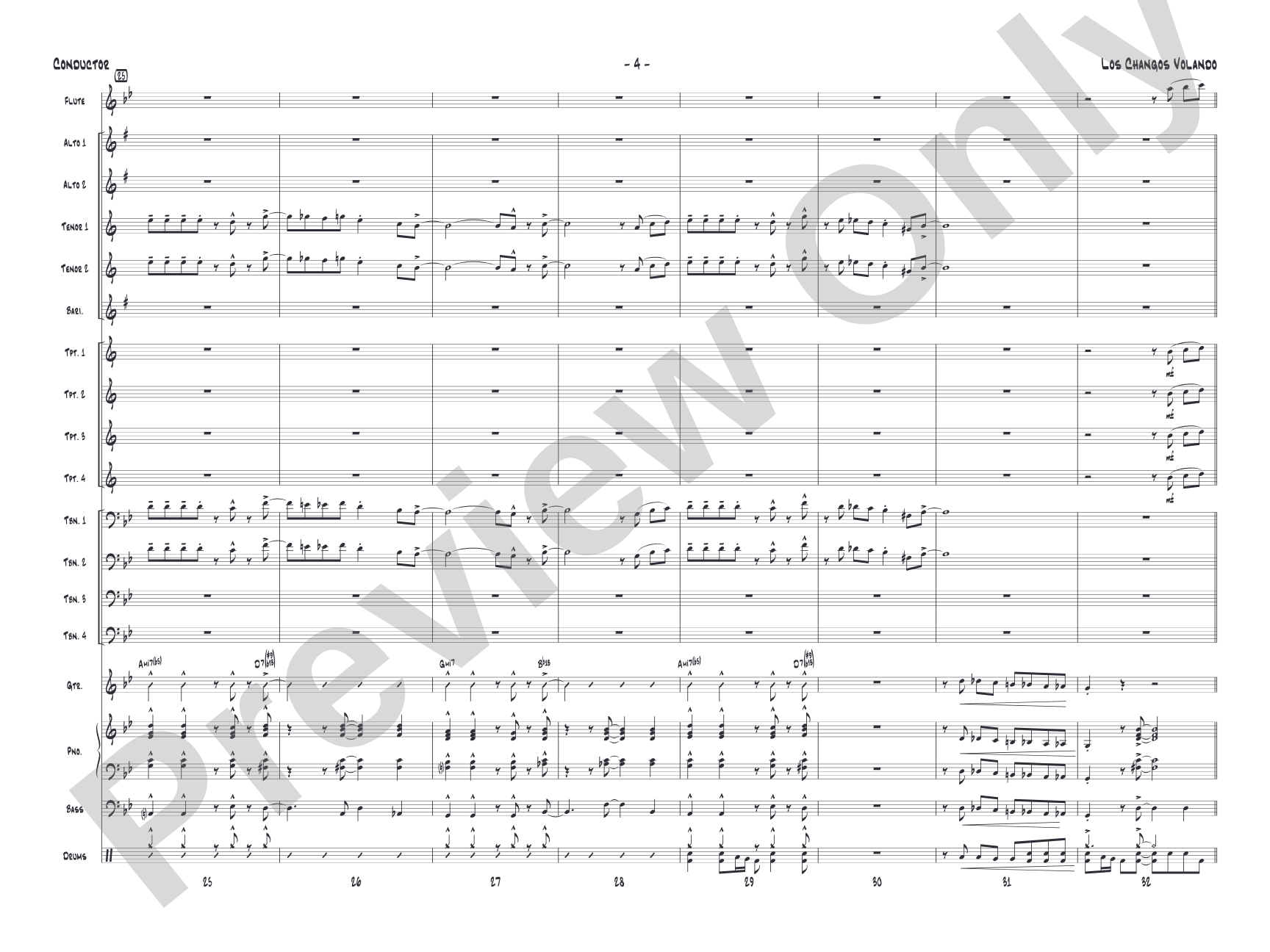 Los changos volando: Jazz Ensemble Conductor Score & Parts