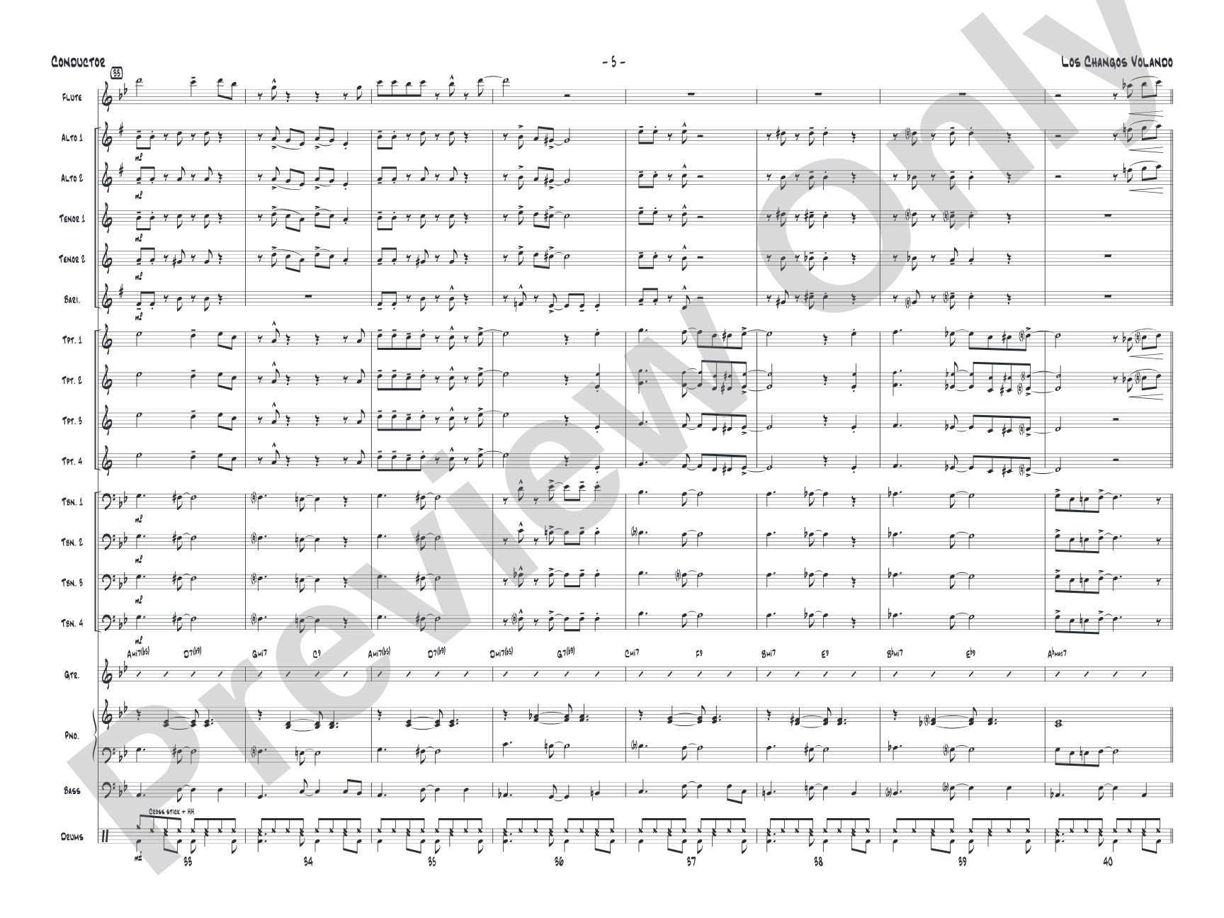 Los changos volando: Jazz Ensemble Conductor Score & Parts