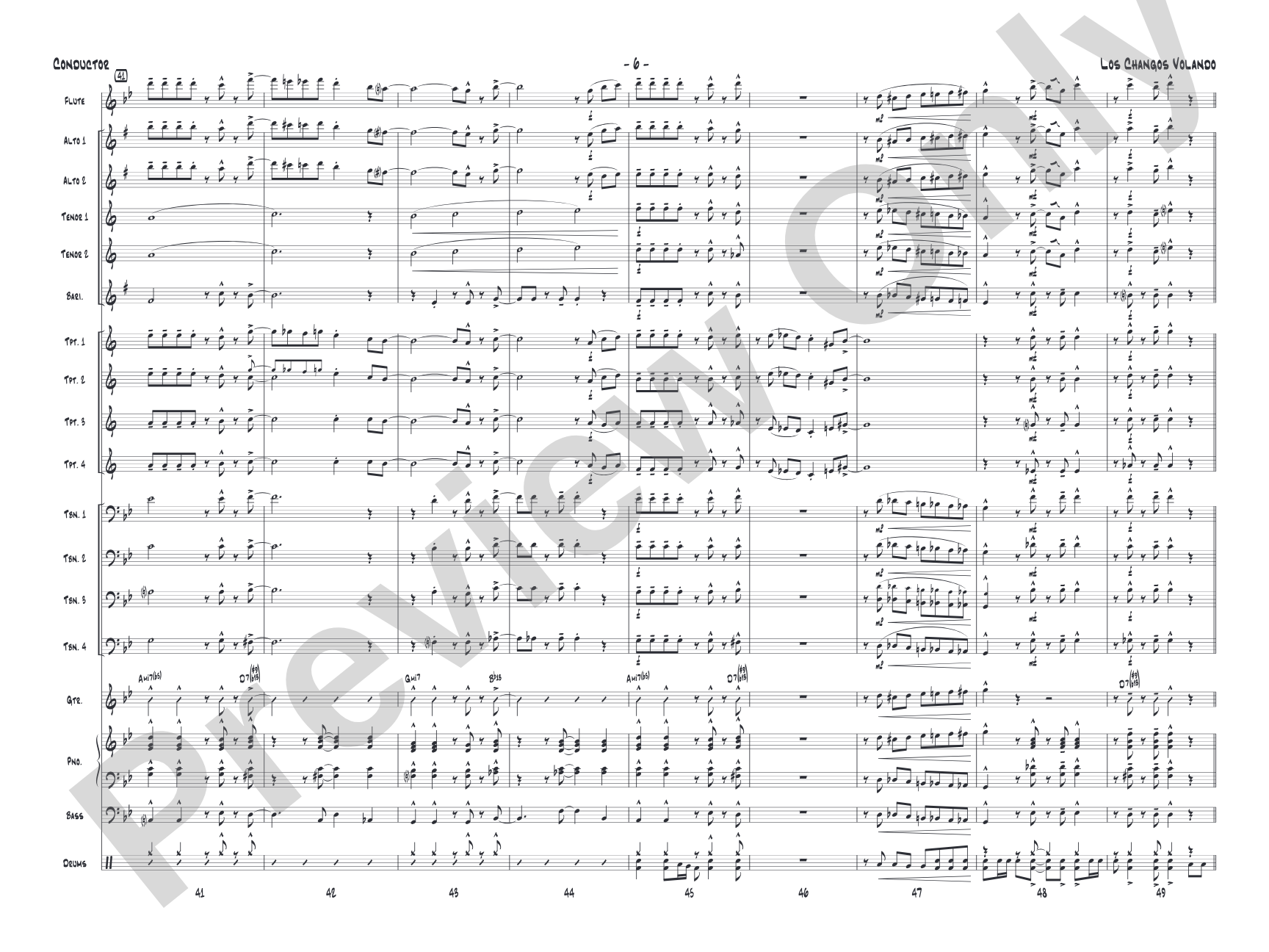 Los changos volando: Jazz Ensemble Conductor Score & Parts
